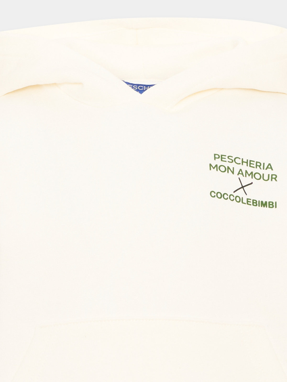Felpa con cappuccio avorio con stampa,Pescheria Mon Amour X Coccolebimbi,PMAK HD009 CRM