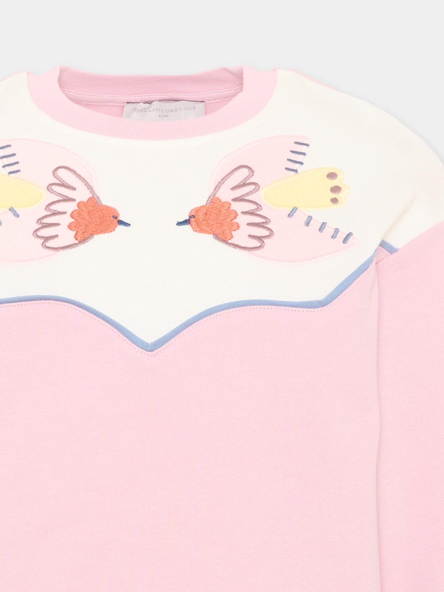 Felpa girocollo rosa per bambina con ricamo,Stella Mccartney Kids,TX4A80 Z3059 568