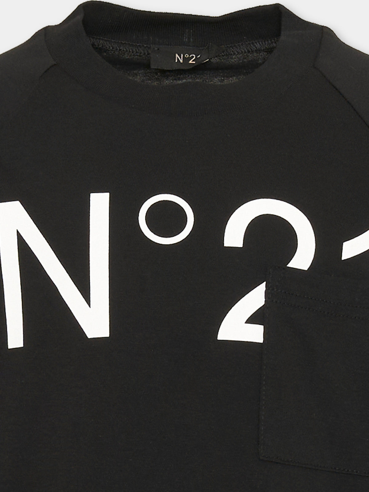 T-shirt a manica lunga nera per bambini,N°21 Kids,N2107Q N0153 0N900