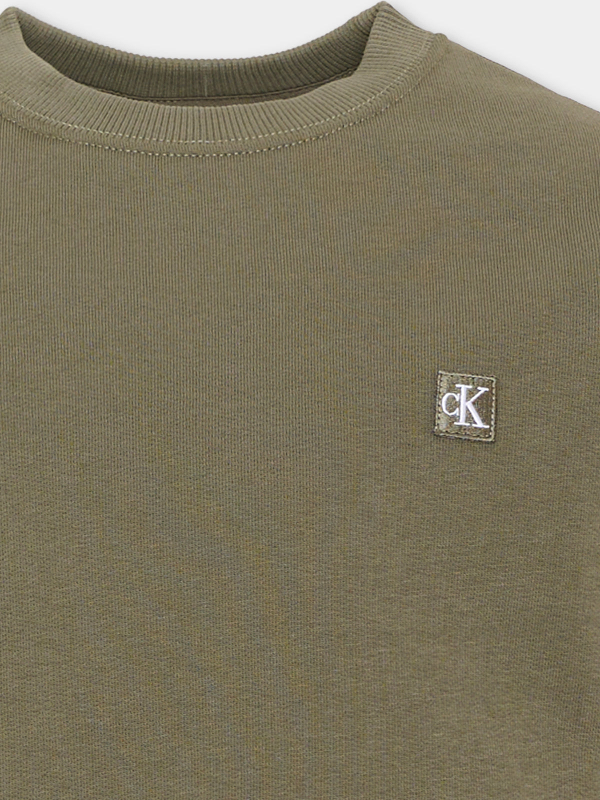 Felpa girocollo verde logo per bambino,Calvin Klein Kids,LV1CKTJB11 LDY