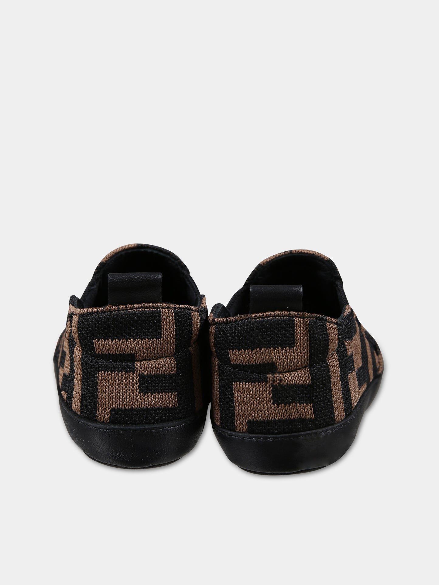 Slip-on marroni per neonati con doppia FF,Fendi Kids,BMR058 A6A6 F0E0X