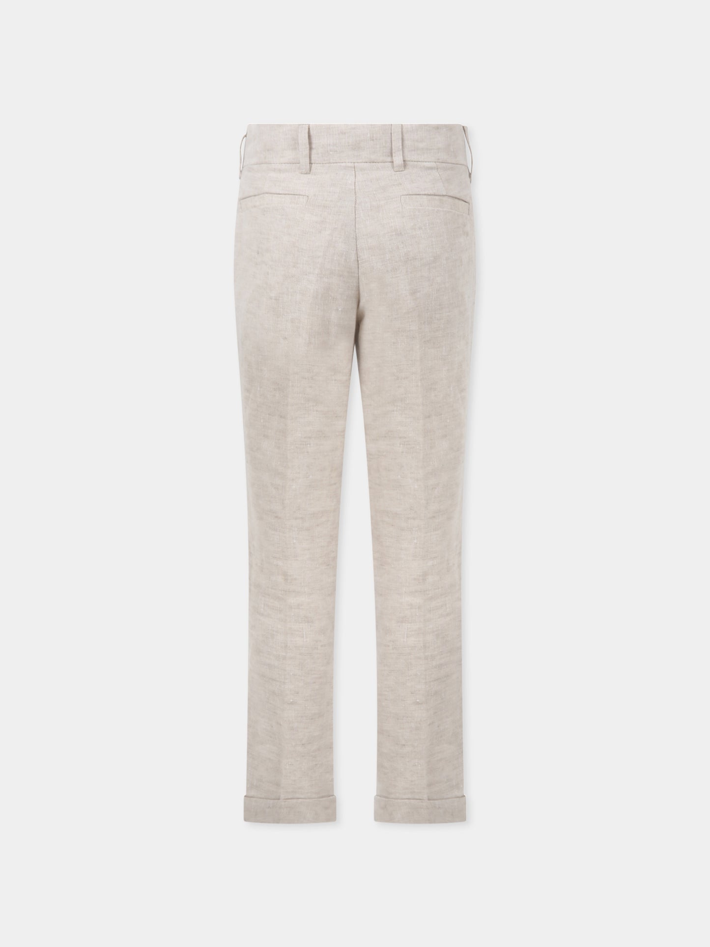 Pantaloni beige in lino per bambino,Fay Kids,5M6140 MC650