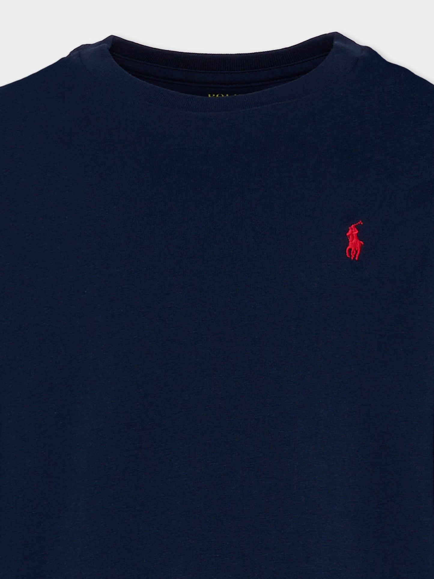 T-shirt bleu pour garçon avec poney rouge