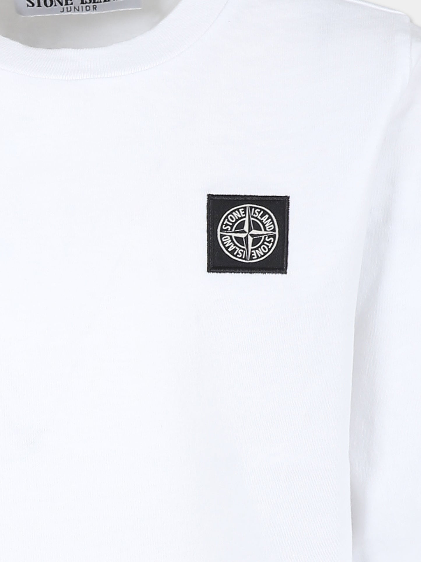 T-shirt bianca per bambino con iconica bussola,Stone Island Junior,771620447 V099