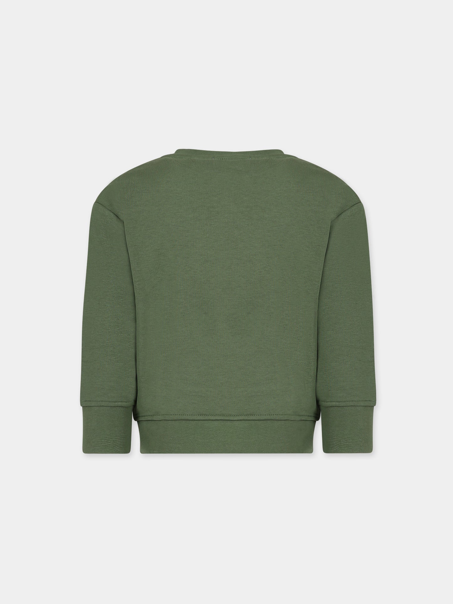 Felpa verde per bambino con stampa multicolor,Stella Mccartney Kids,TT4P40 Z0409 722