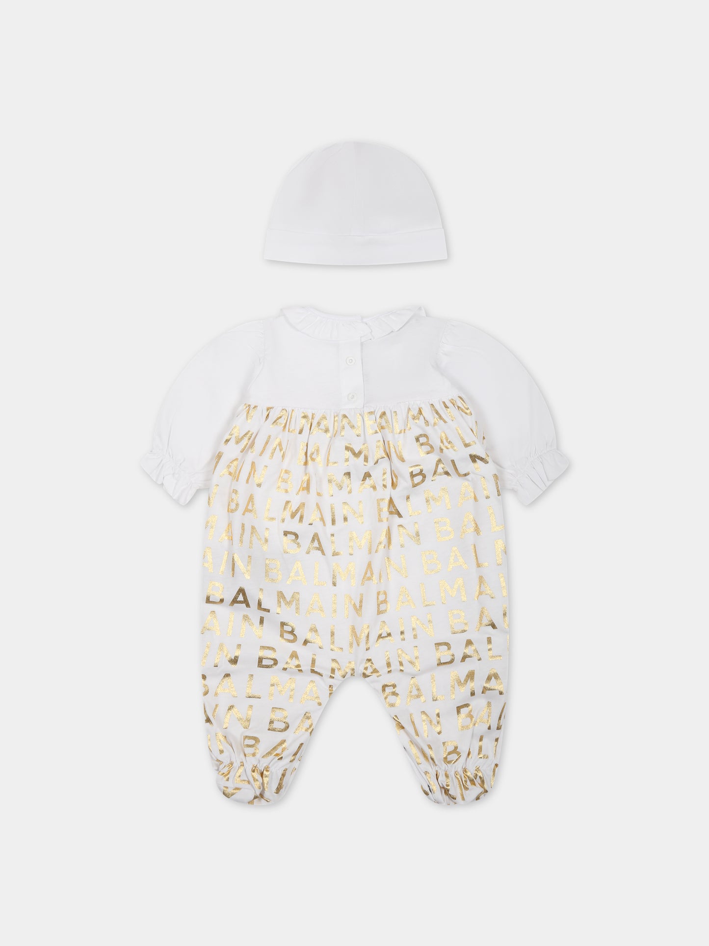 Set bianco per neonata con logo,Balmain Kids,BTB010 Z1523 100OR