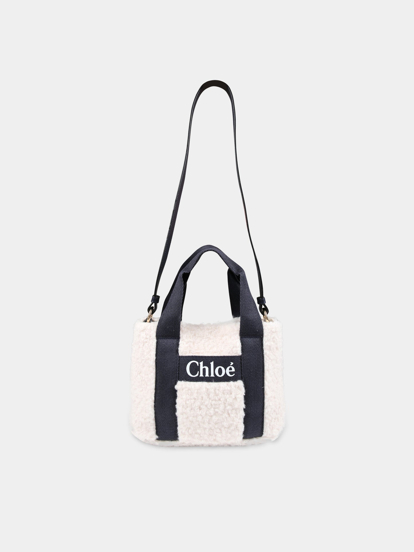 Borsa avorio con logo per bambina,Chloé Kids,C10323 N78