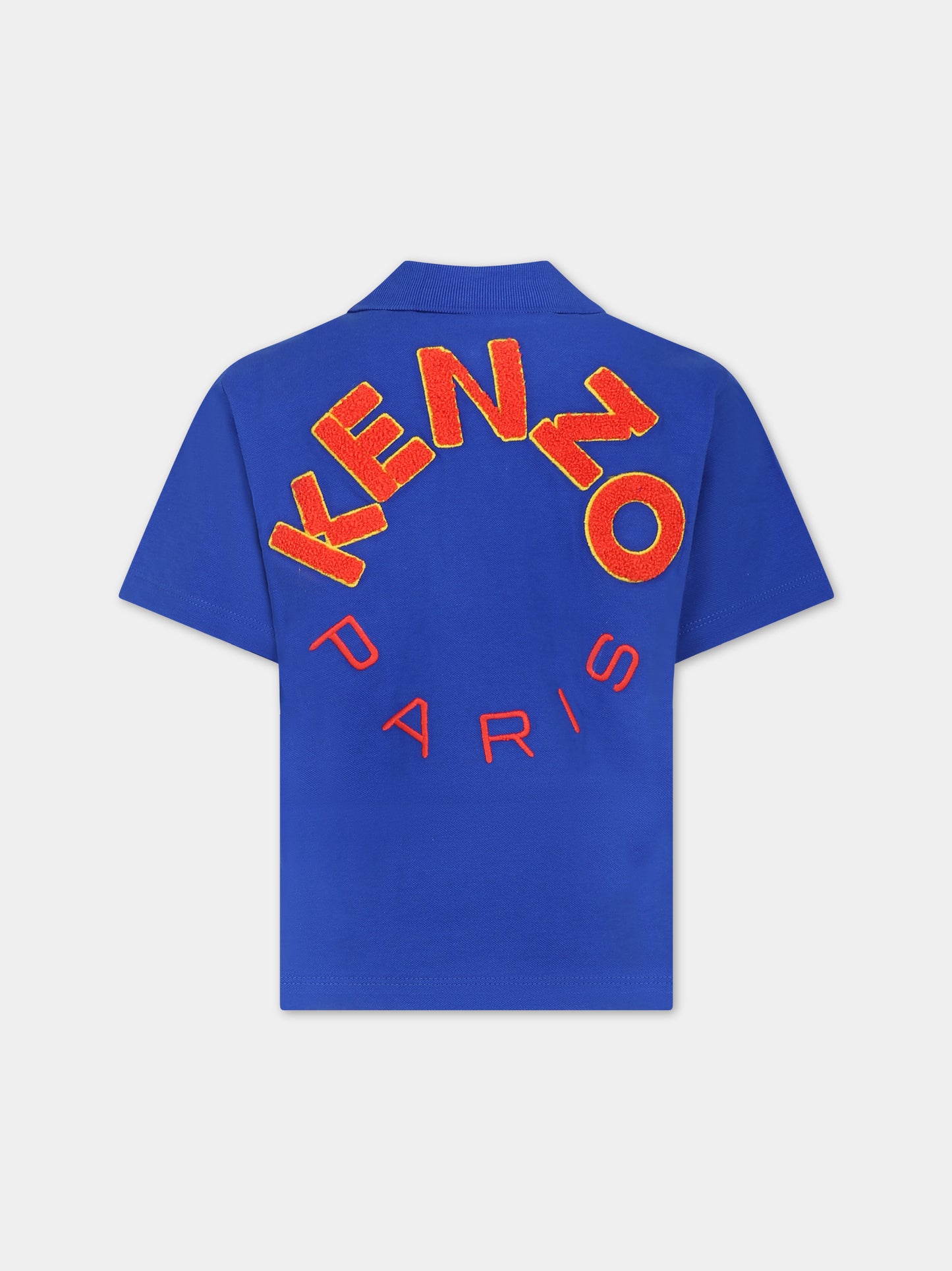 Polo azzurra per bambino con patch logo,Kenzo Kids,K25826 829