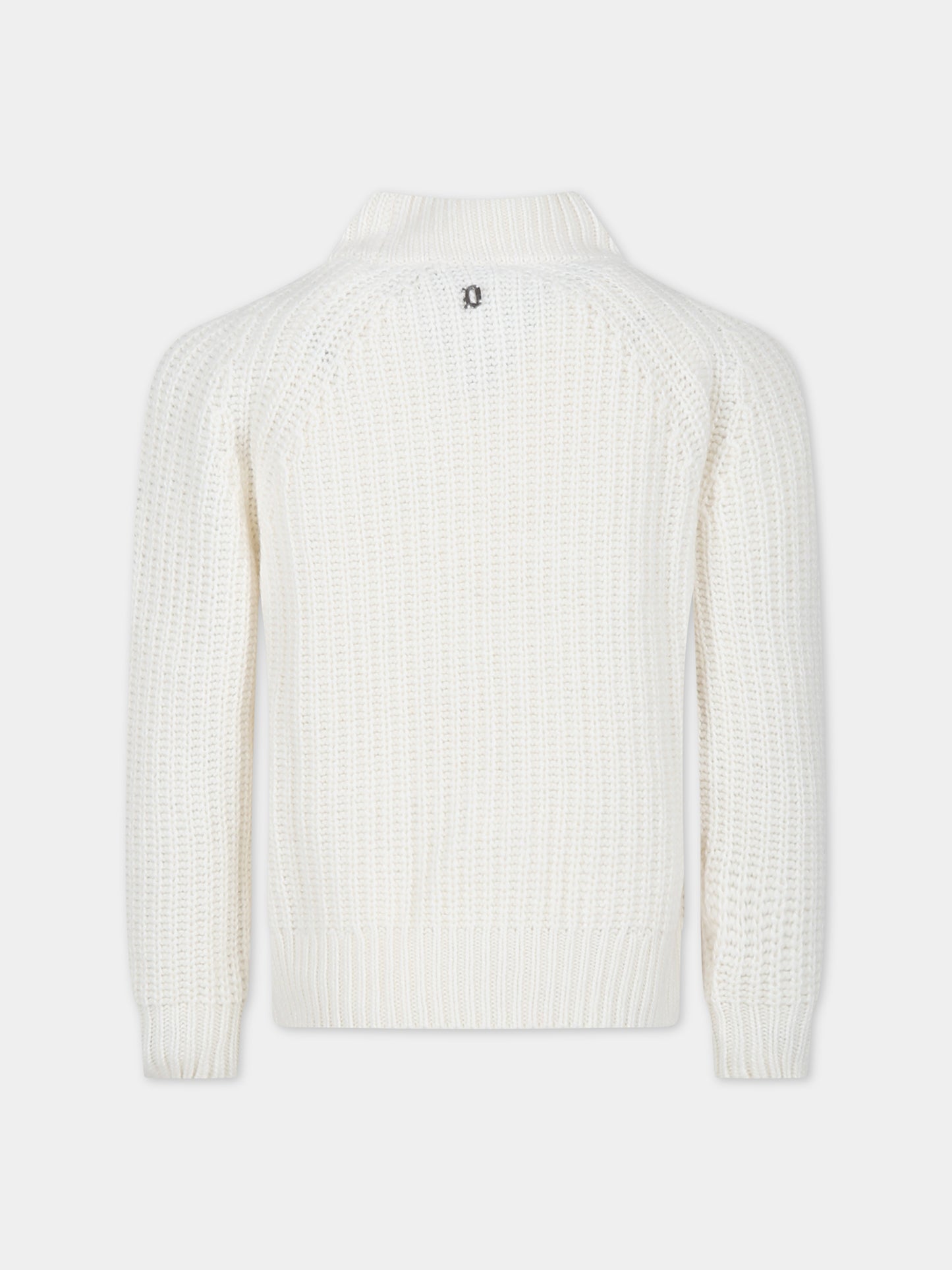 Maglione avorio per bambino a collo alto,Dondup Kids,DMMA001 C FL116 0000