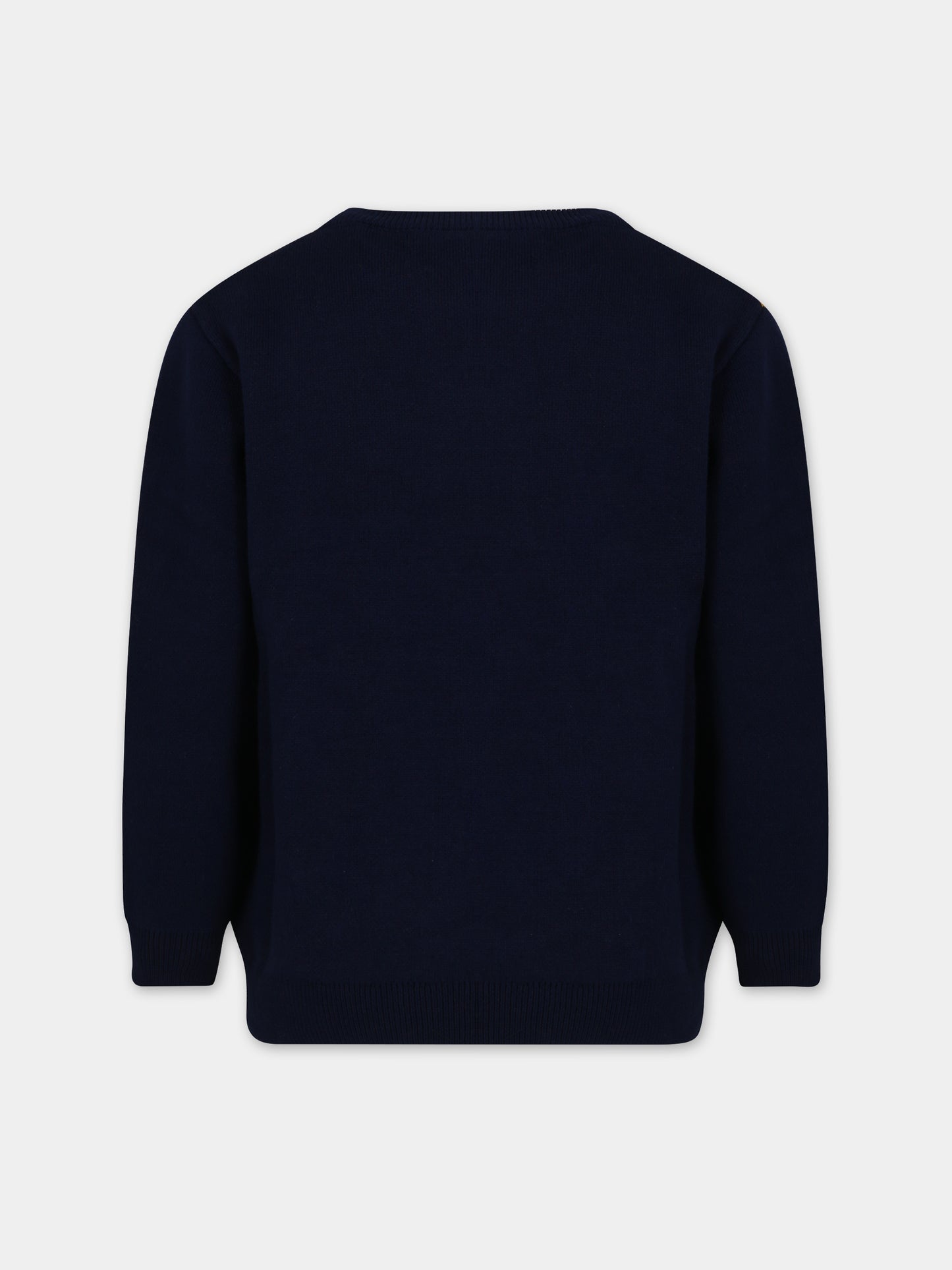 Maglione blu per bambino con tigre e logo,Just Cavalli,JMMA003 C FL228J4010