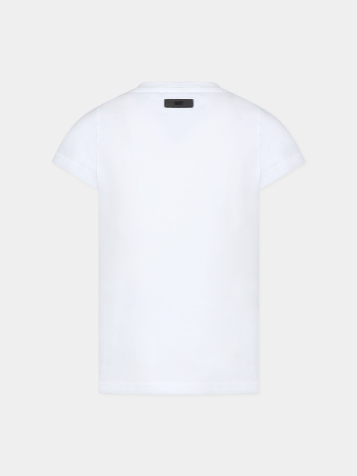 T-shirt bianca per bambina con logo,Dkny,D35T17 10P