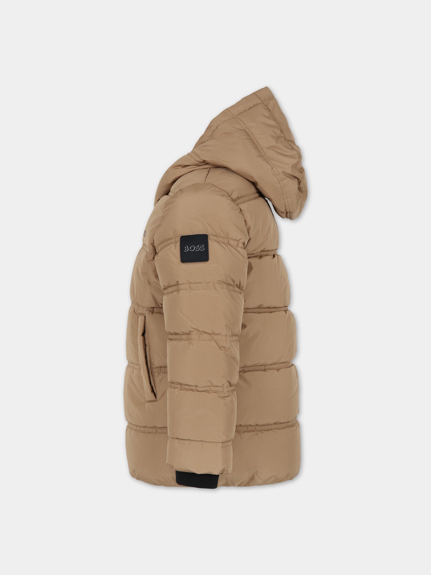 Piumino beige per bambino con logo,Boss,J26518 269