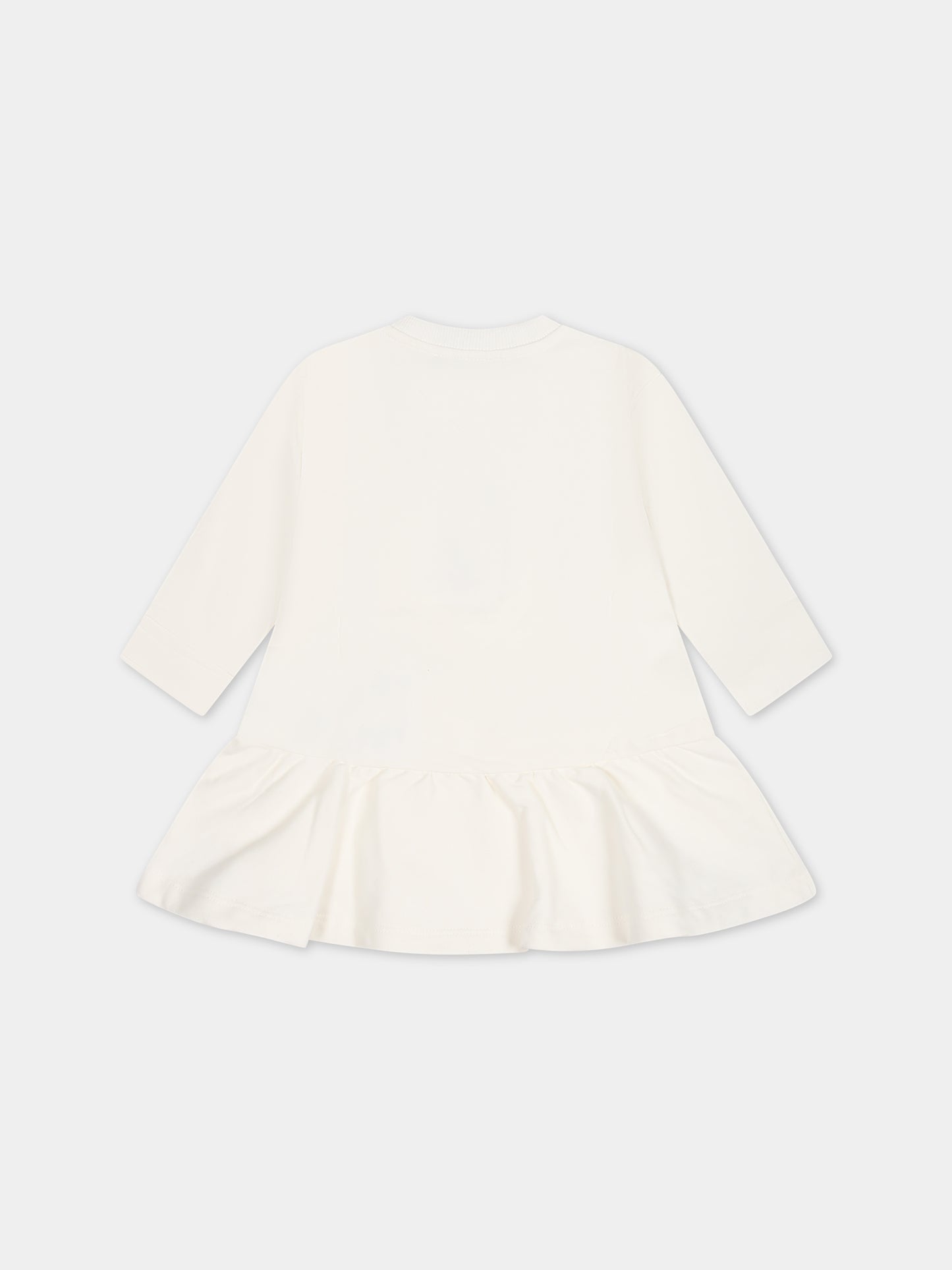 Vestito bianco per neonata con Teddy Bear elogo,Moschino Kids,MAV099 LDA55 10063