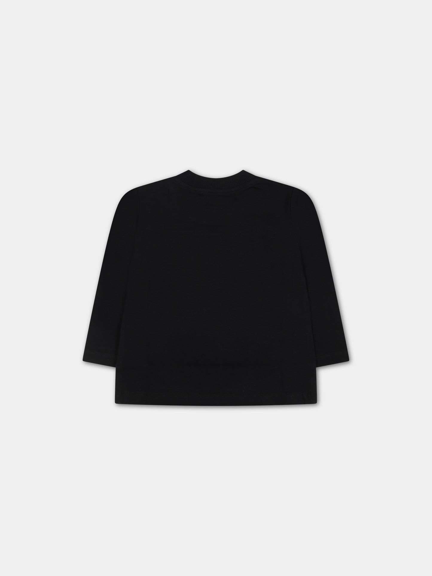 Black t-shirt for baby girl with Teddy Bear and hearts,Moschino Kids,MDO00L LBA11 60100