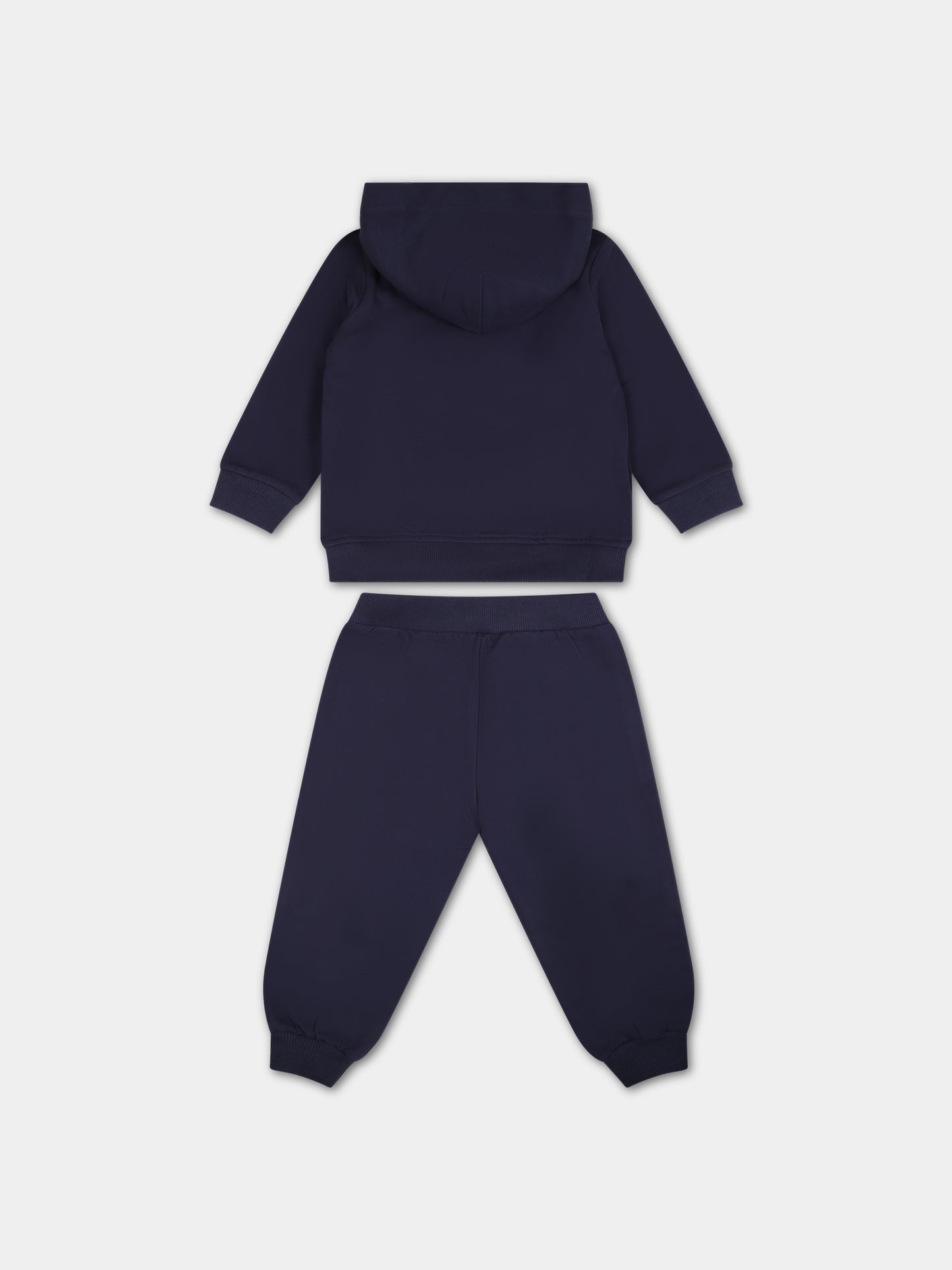 Completo blu per neonato con Teddy bear e logo,Moschino Kids,MNK03N LDA55 40016