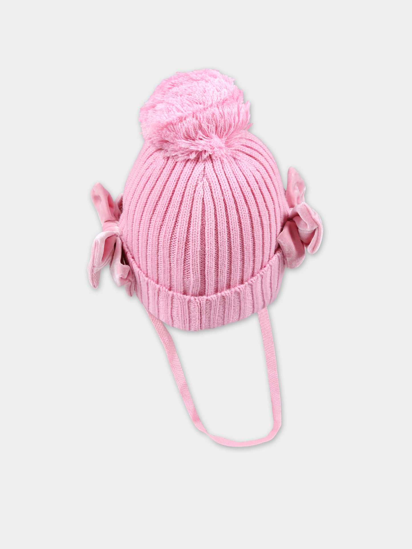 Berretto rosa per neonata con fiocchi,Monnalisa,37B000 2089 0091