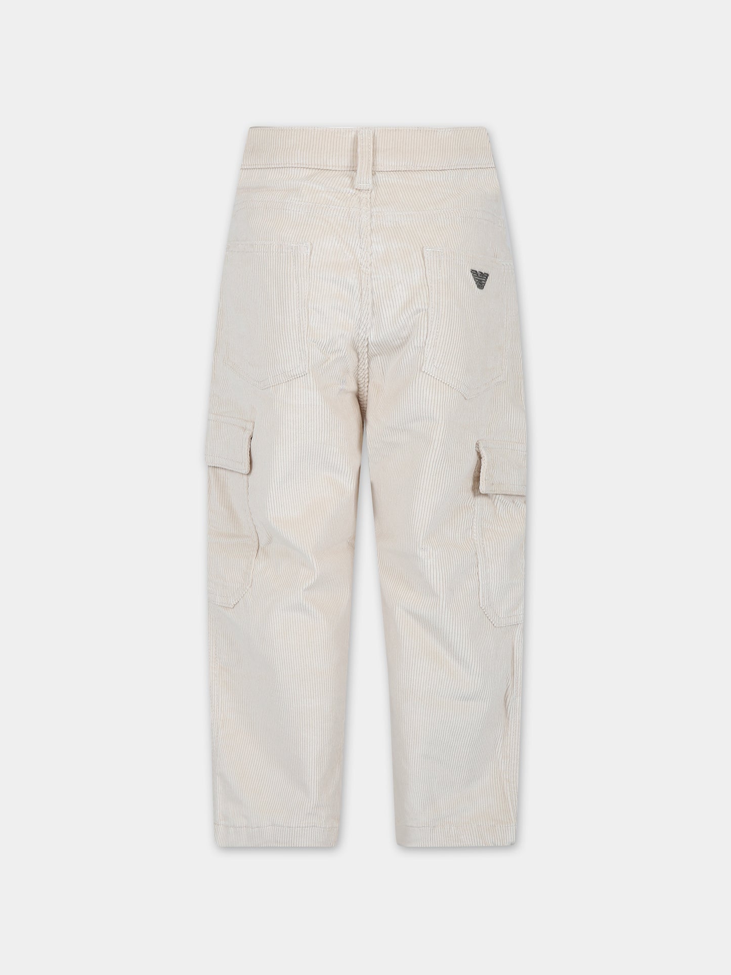 Pantaloni avorio per bambino con aquilotto,Armani Junior,6R4JJA 3N5RZ 0304