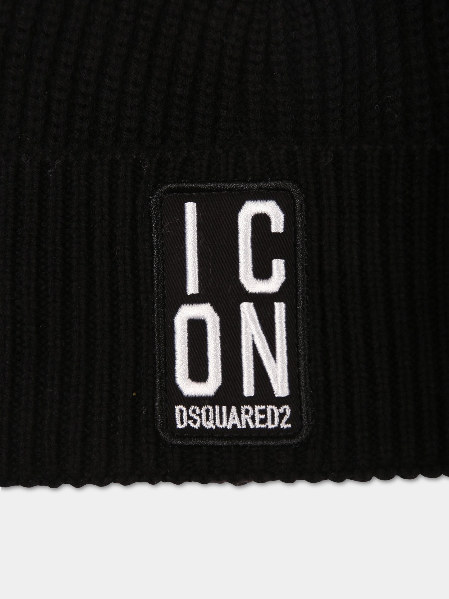 Berretto nero per bambino con logo,Dsquared2,DQ2025 D00WC DQ900