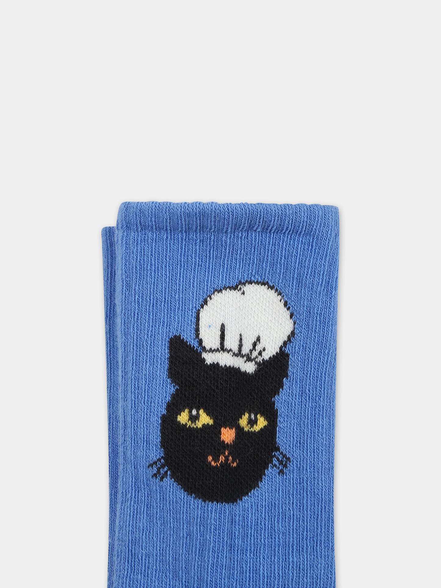Calzini azzurri per bambini con gatto chef,Mini Rodini,2376010360