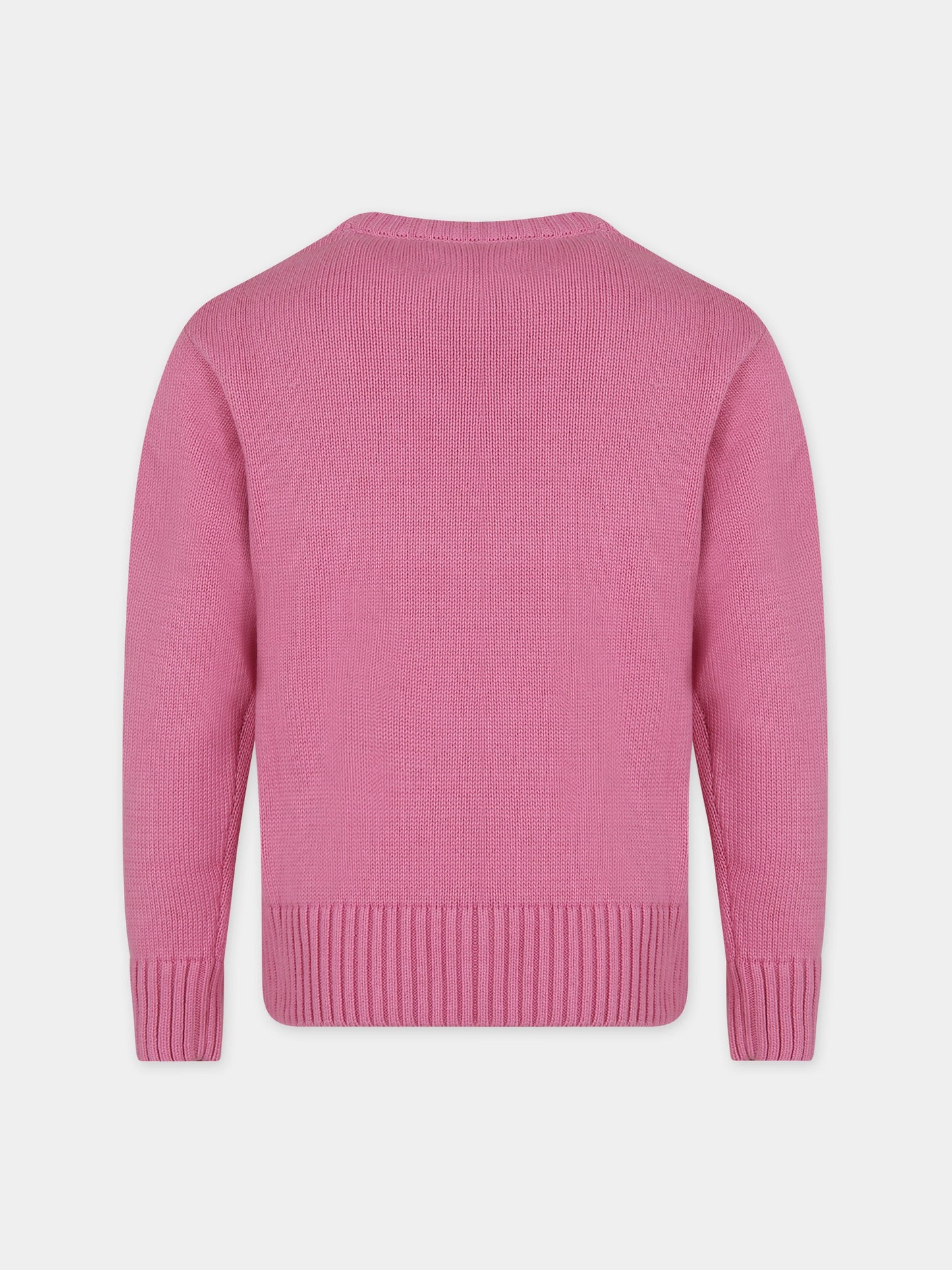Maglione rosa per bambina con logo,Msgm Kids,F3MSJUJP153 042