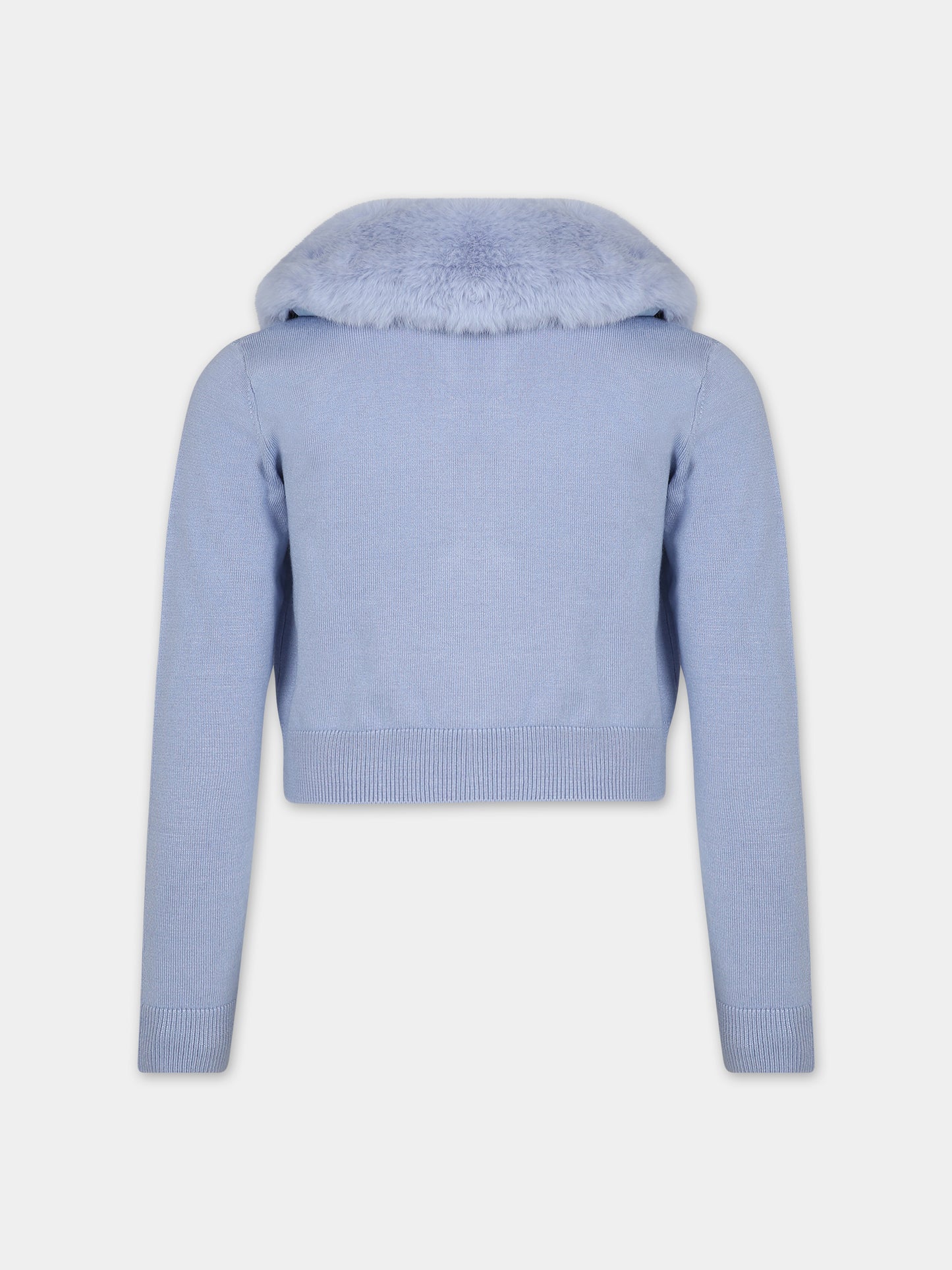 Cardigan celeste per bambina con logo,Blumarine Baby,IF3092 X0519