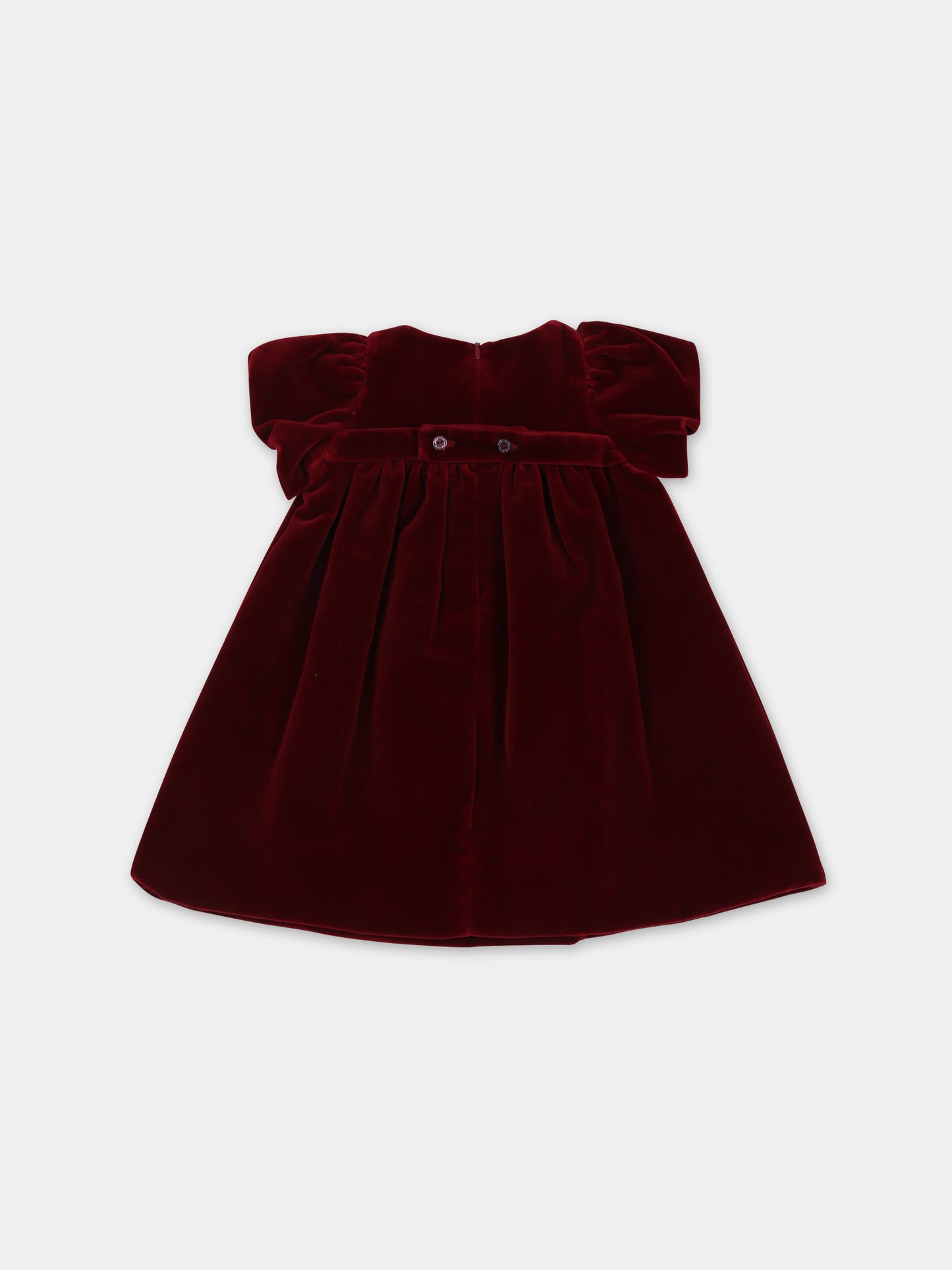 Vestito bordeaux per neonata con fiocco,La Stupenderia,CBAB62V14