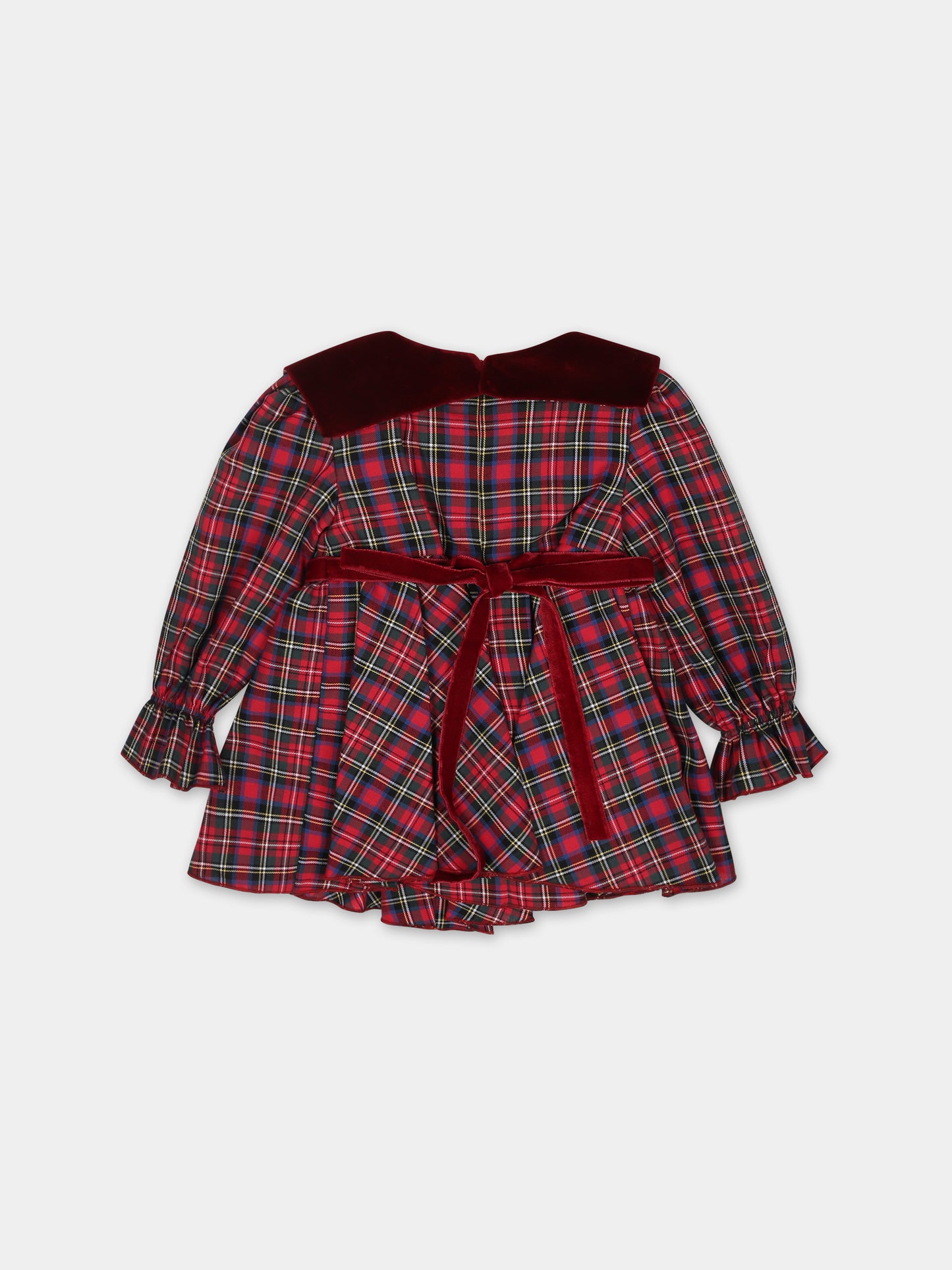 Vestito elegante rosso per neonata con motivo a quadri,La Stupenderia,TCAB66Z53