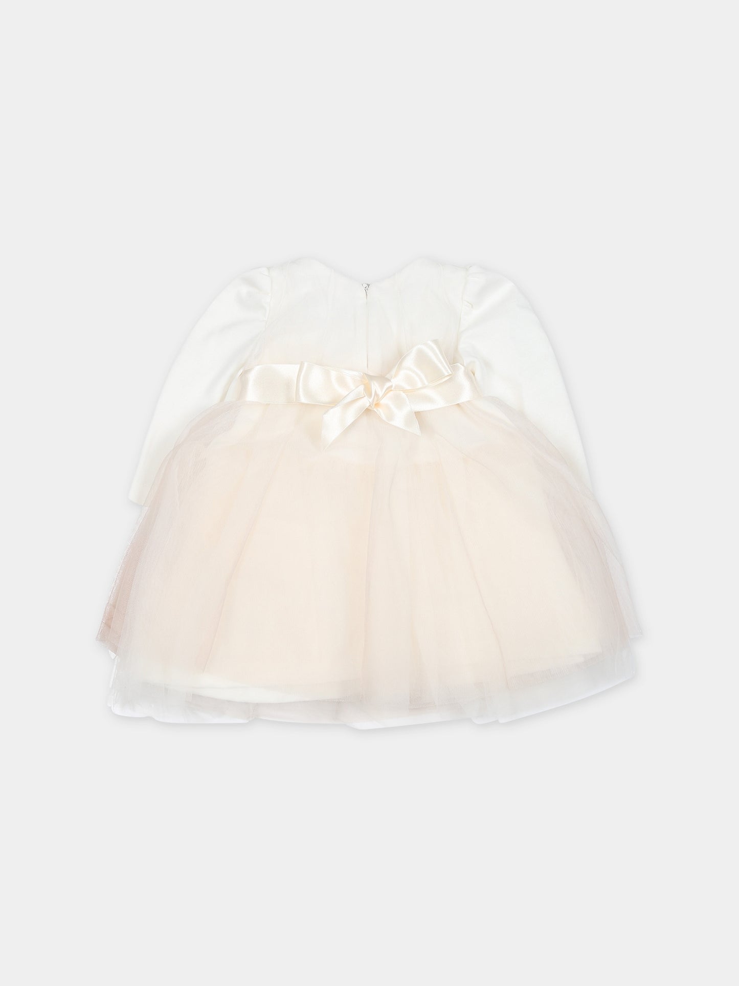 Vestito avorio per neonata con fiori,Monnalisa,73B900 2650 0201