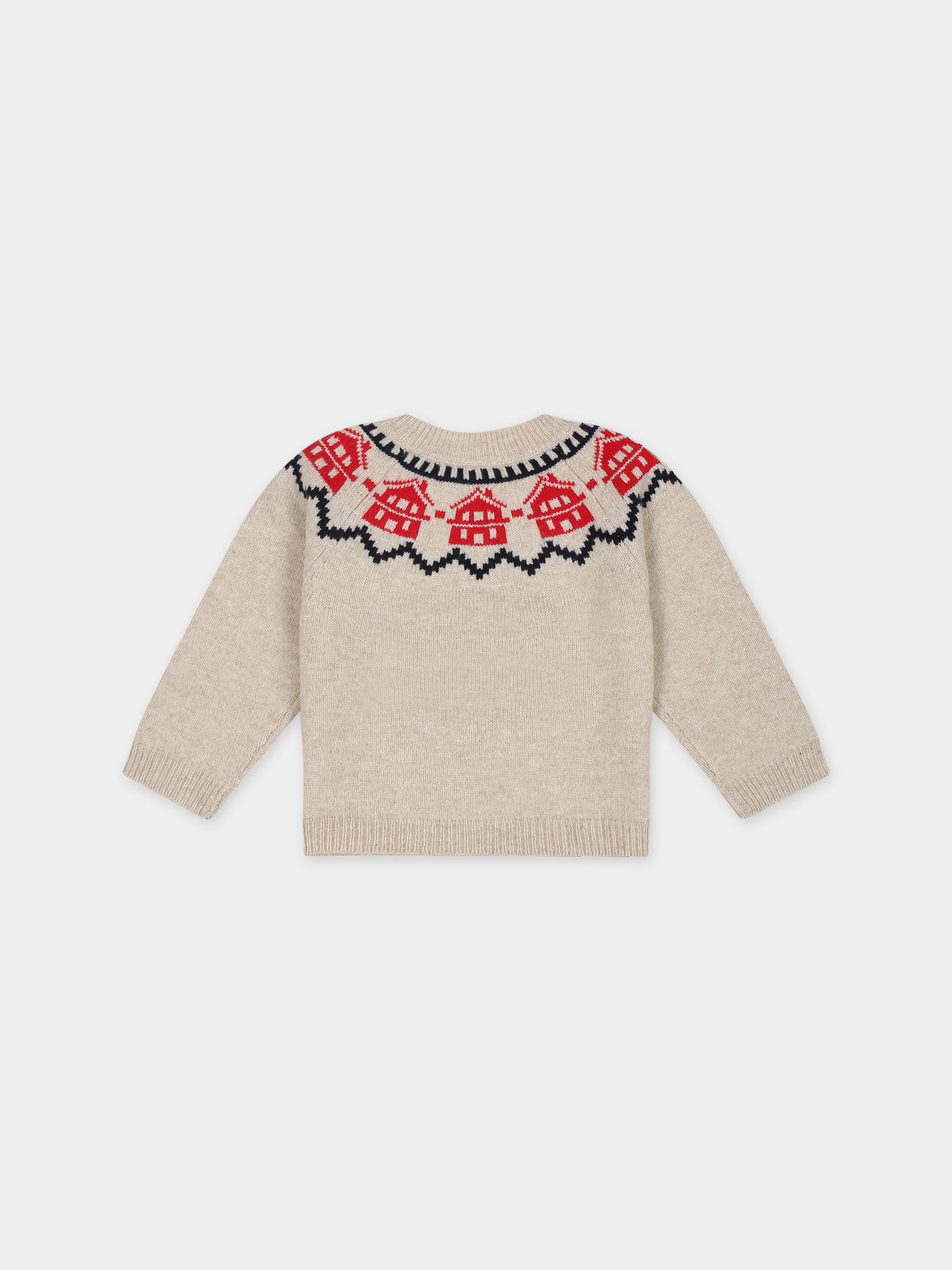 Maglione avorio per neonato con motivo jacquard,Petit Bateau,A08AA 01