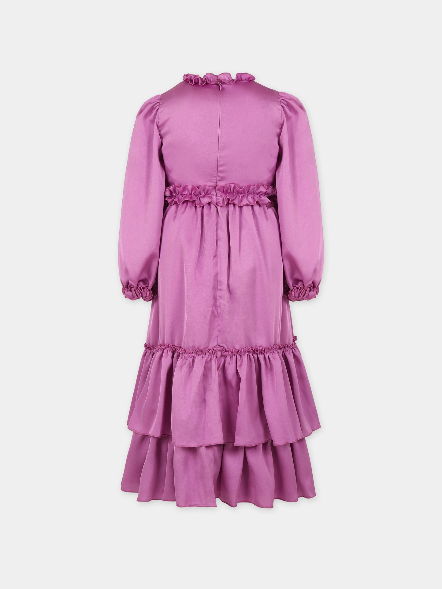 Vestito viola per bambina con rouche,Eirene,FW232415