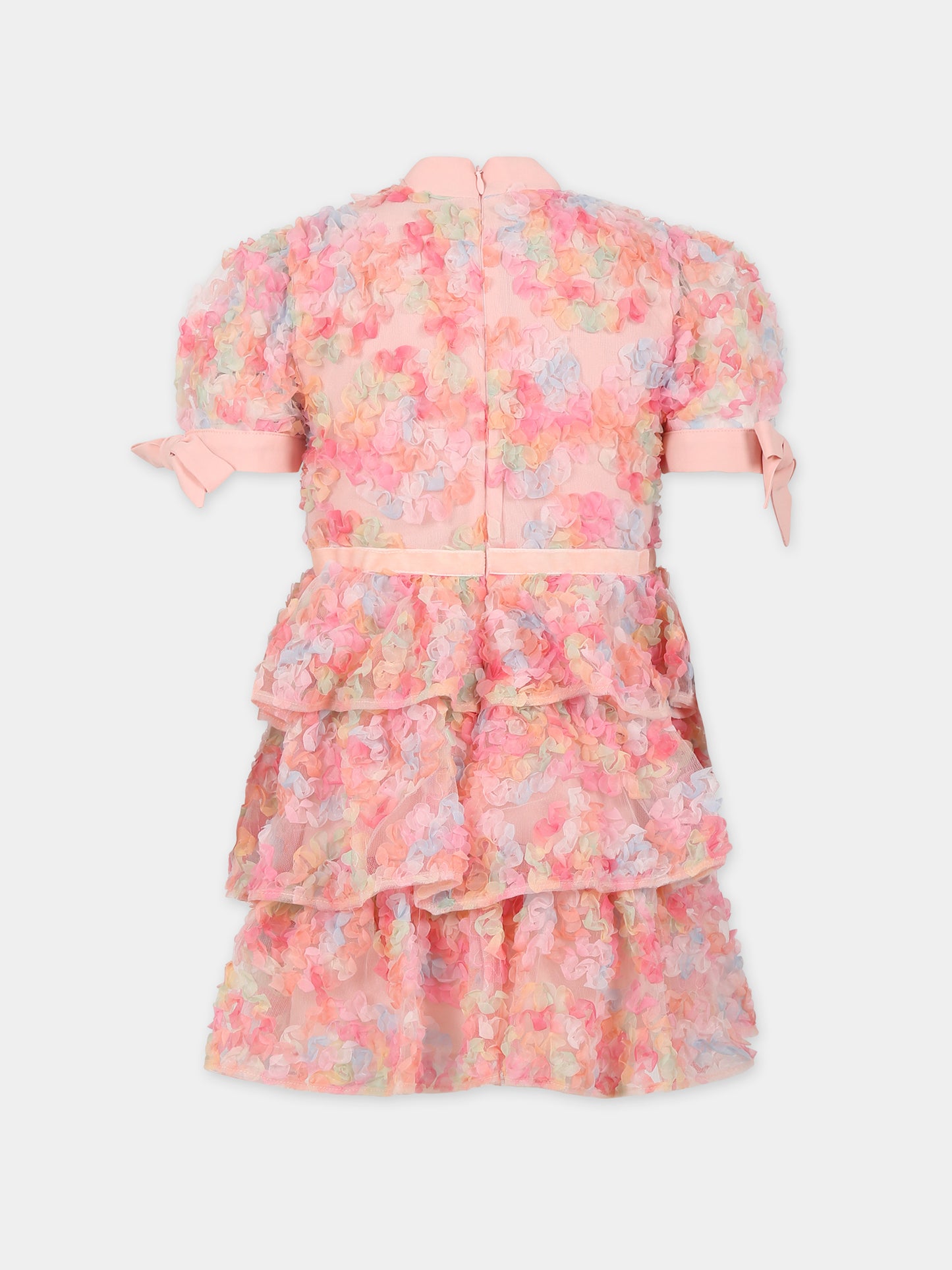 Vestito rosa per bambina con fiori,Eirene,FW2324101