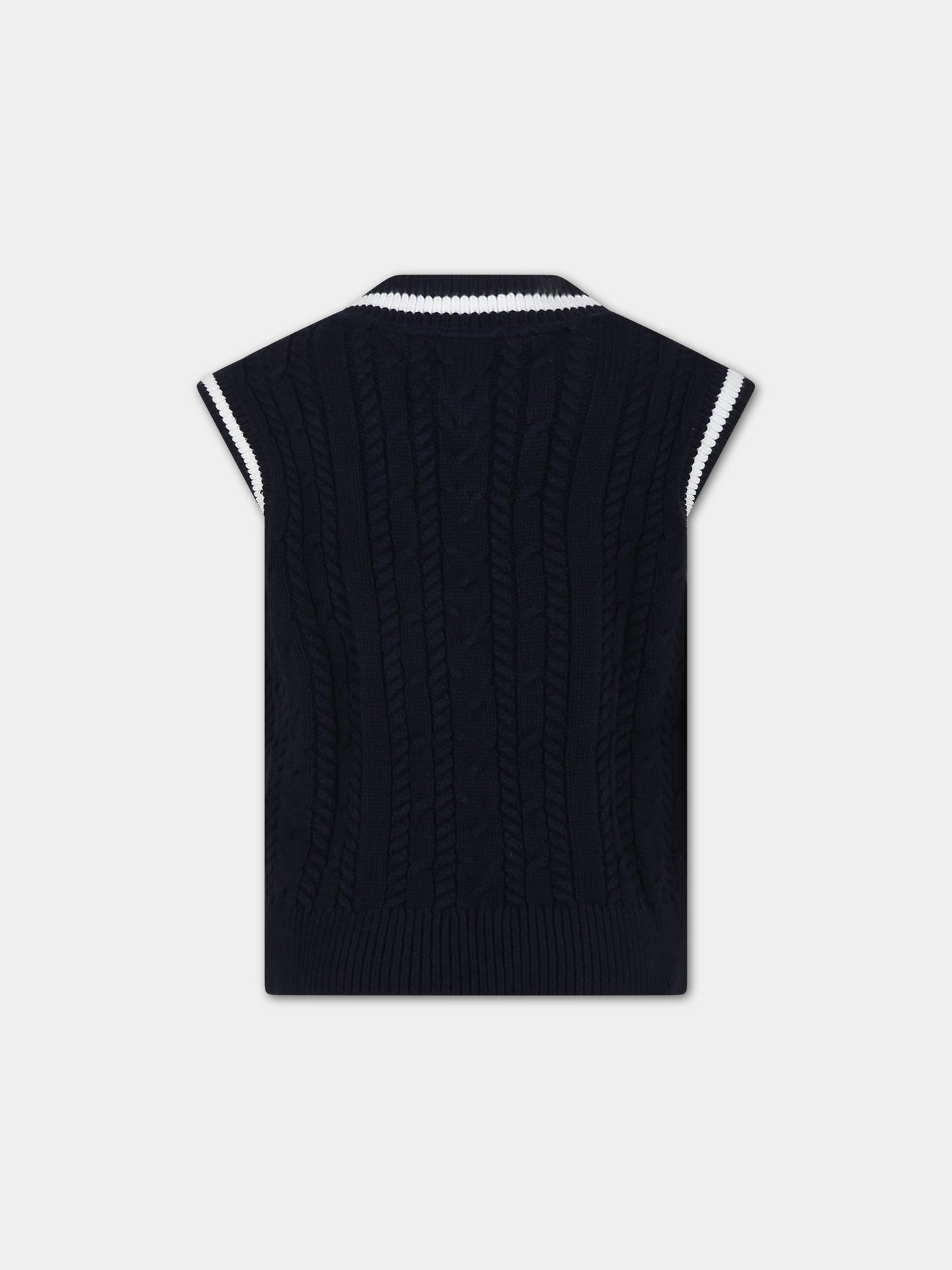 Maglia gilet blu per bambino con iconica bandierina,Tommy Hilfiger Junior,23WMTHKB0KB08510T DW5