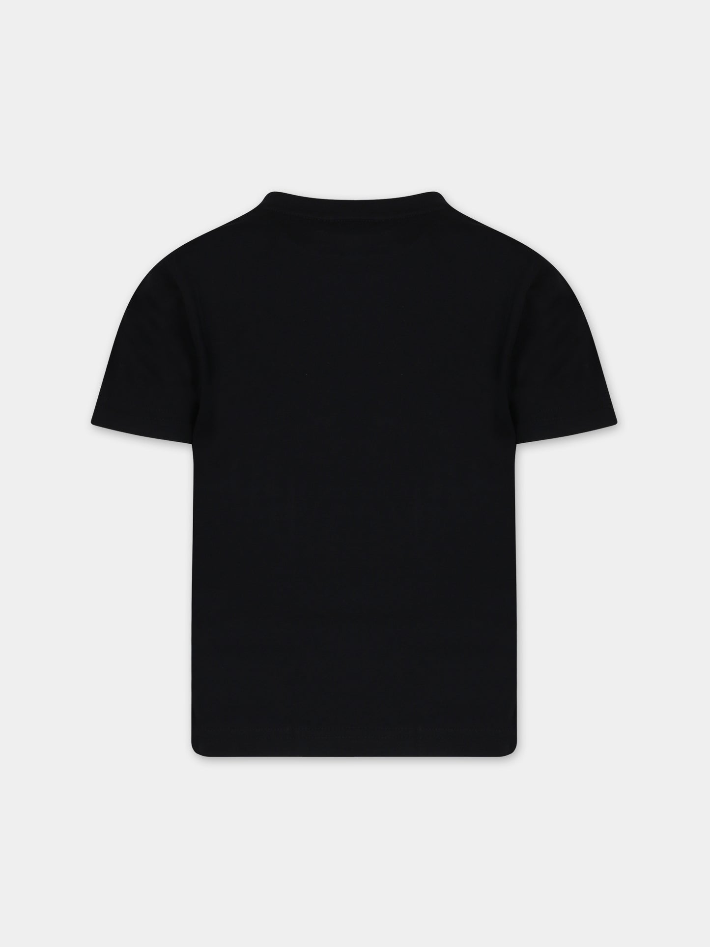 T-shirt nera per bambini con stampa logo,Burberry Kids,8069419