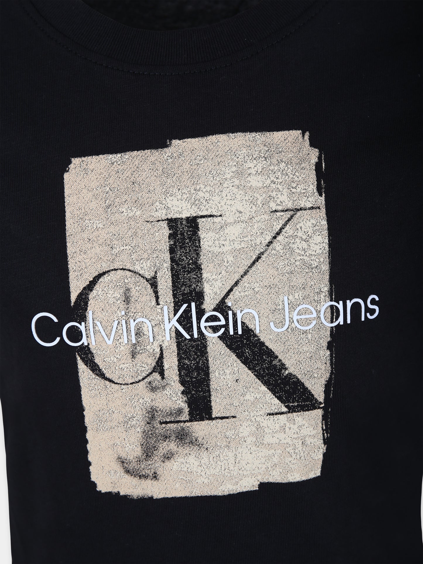 T-shirt nera per bambino con stampa logo,Calvin Klein Kids,23FMCKIB0IB01971 BEH
