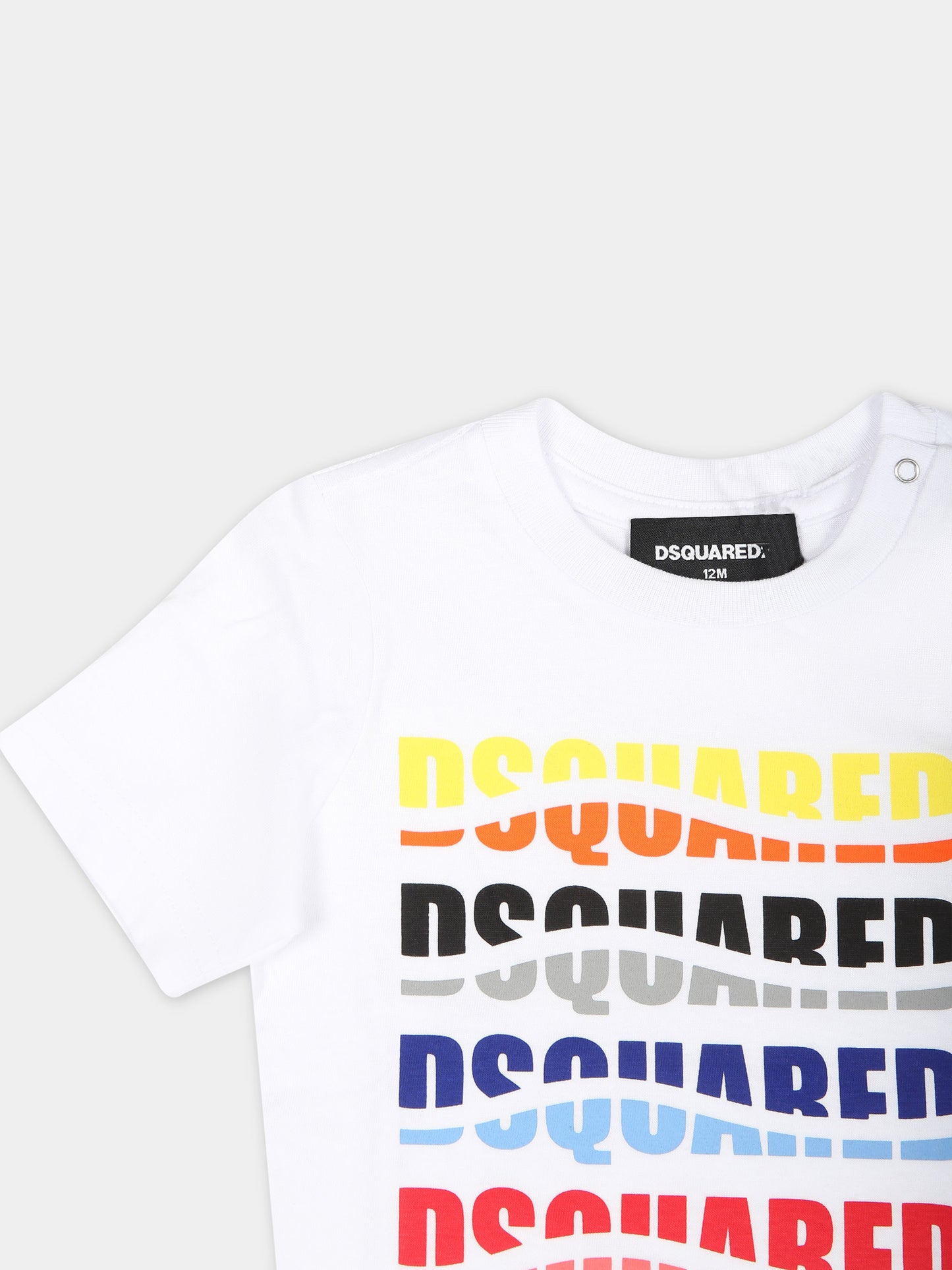 T-shirt bianca per neonato con logo,Dsquared2,DQ2140 D004G D2T1025B DQ100