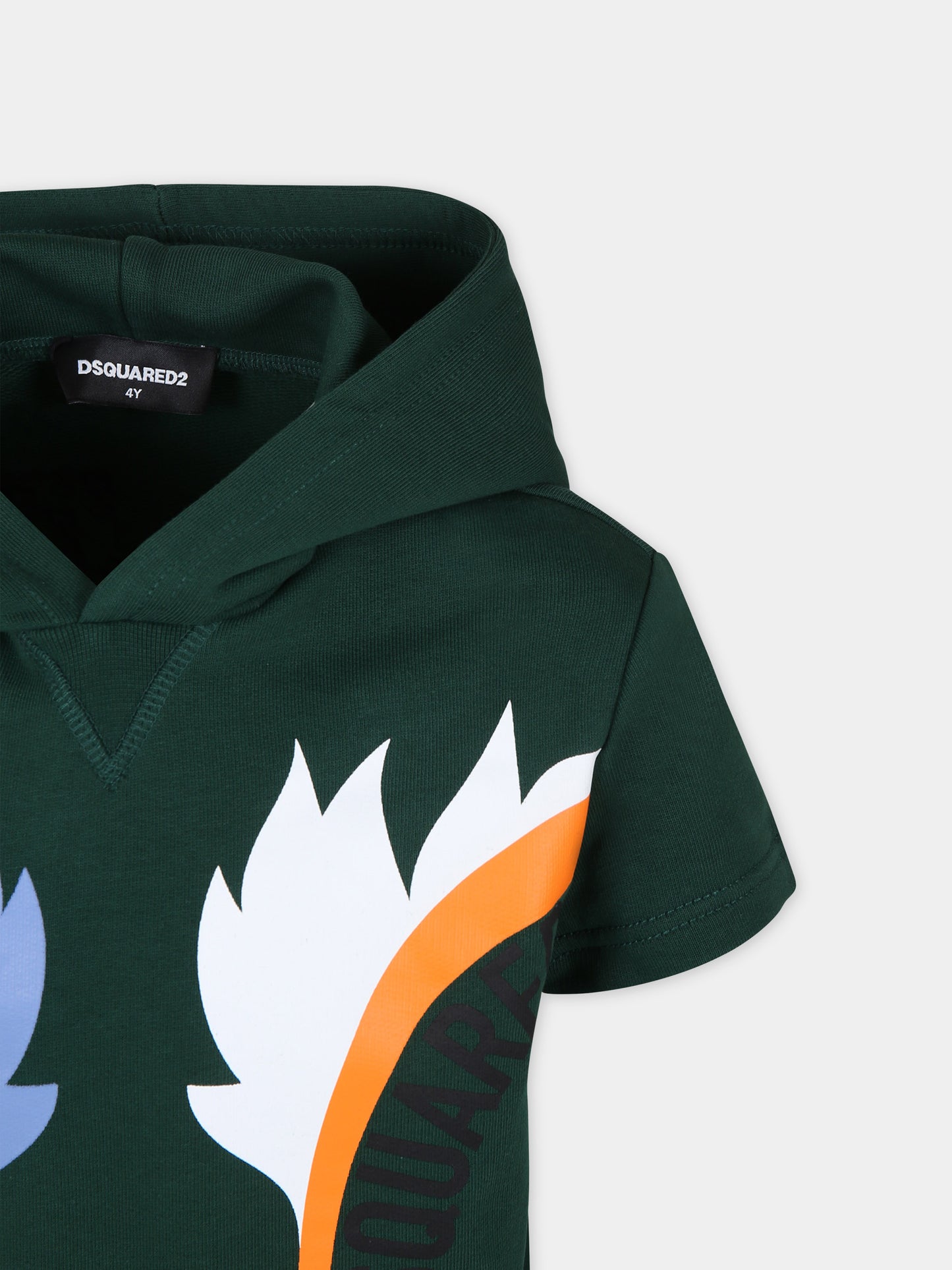 Felpa verde per bambino con logo,Dsquared2,DQ2172 D009B D2S792U DQ522