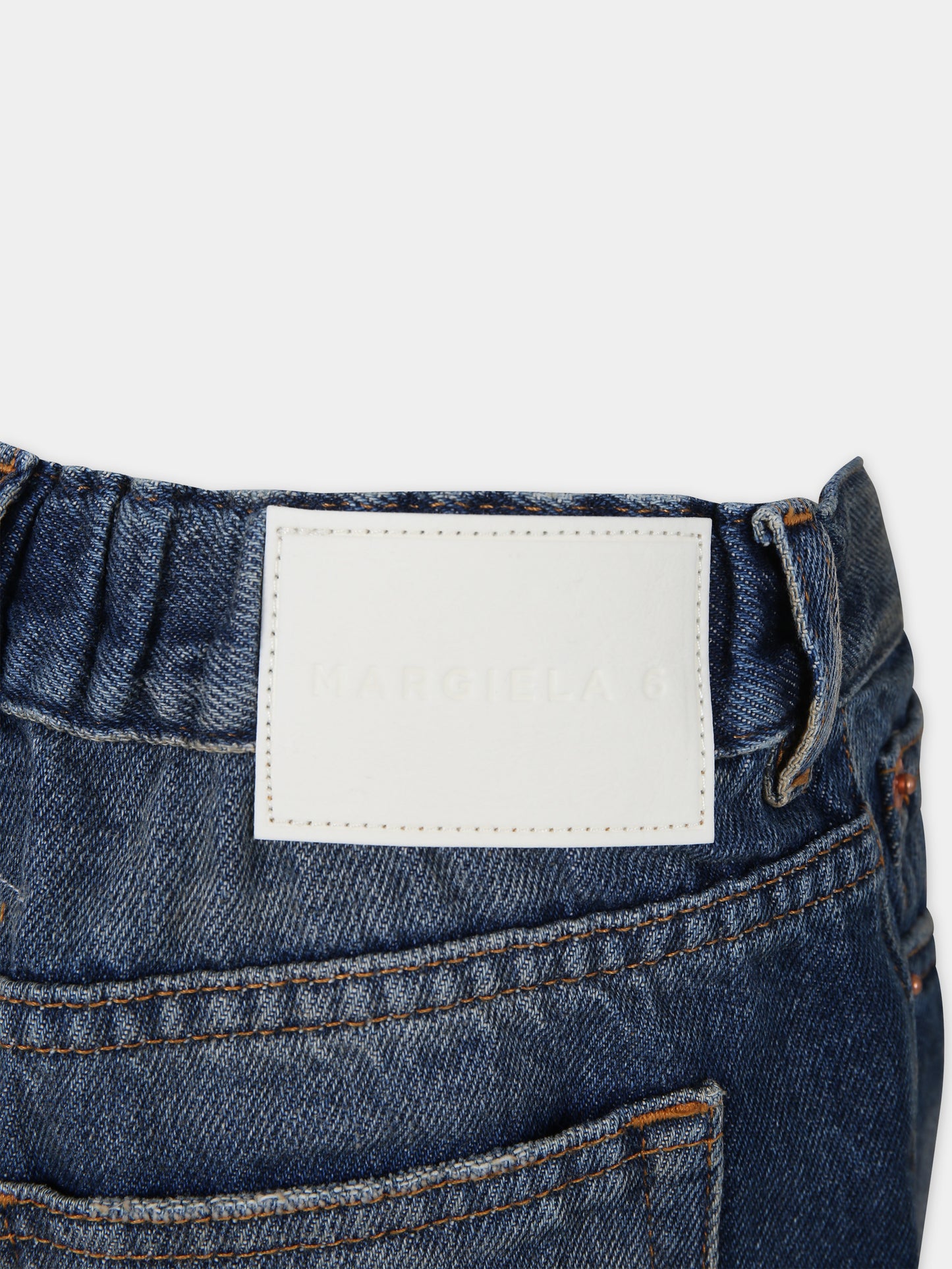 Jeans in denim per bambina con cuciture a contrasto,Mm6 Maison Margiela,M60519 MM02I MM6P114U M601
