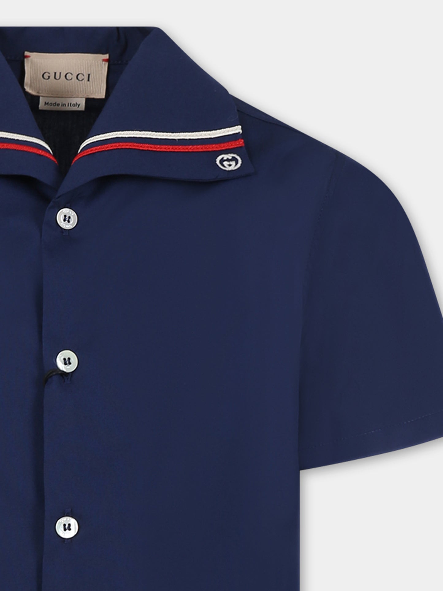 Camicia blu per bambino con doppia G,Gucci Kids,760279 XWA0C 4265