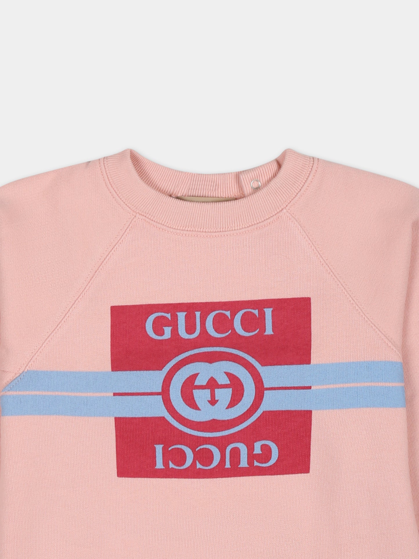 Felpa rosa per neonata con doppia G,Gucci Kids,653687 XJF5W 6372