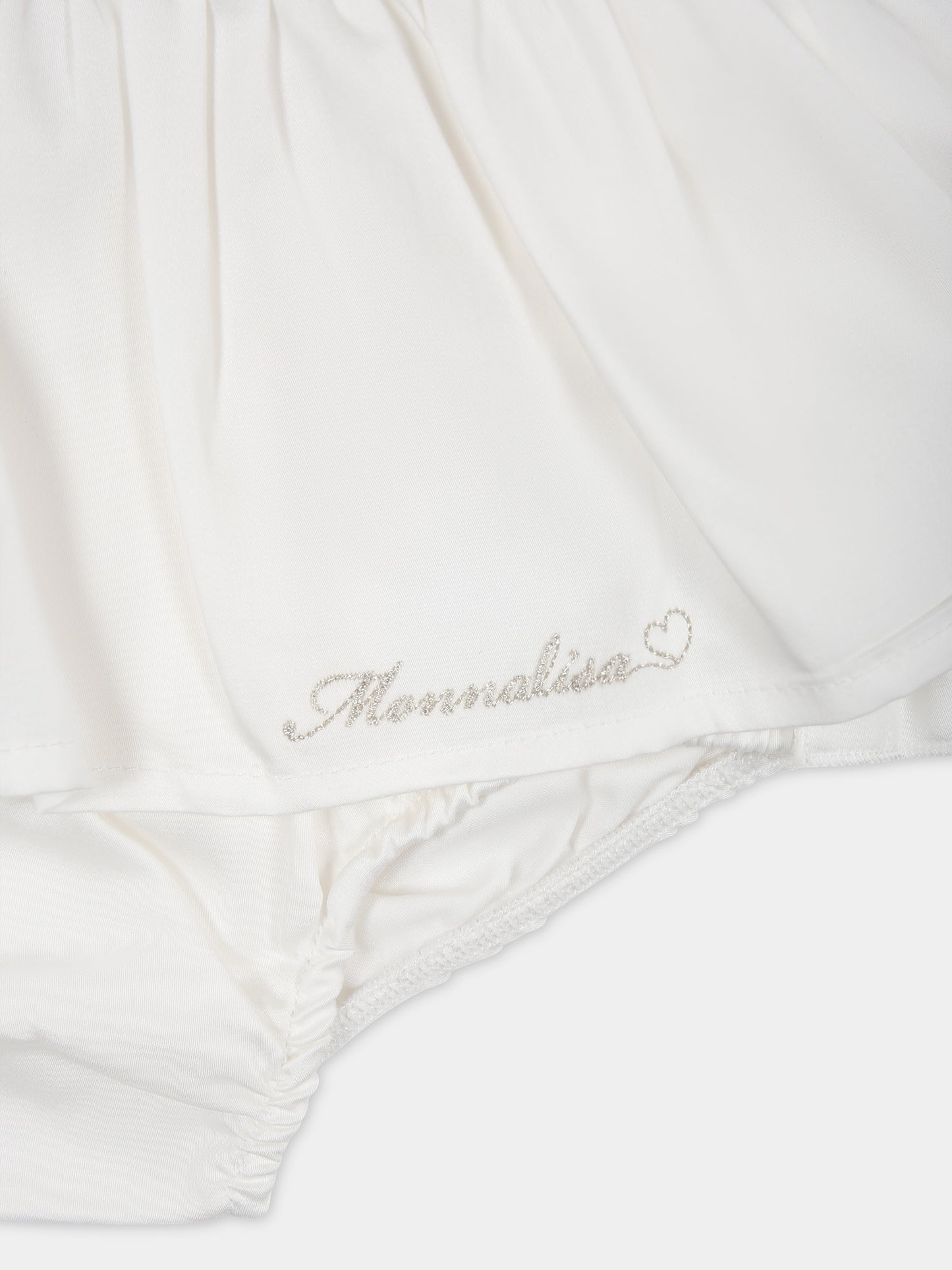 Vestito bianco per neonata con strass,Monnalisa,35C506 3017 0001