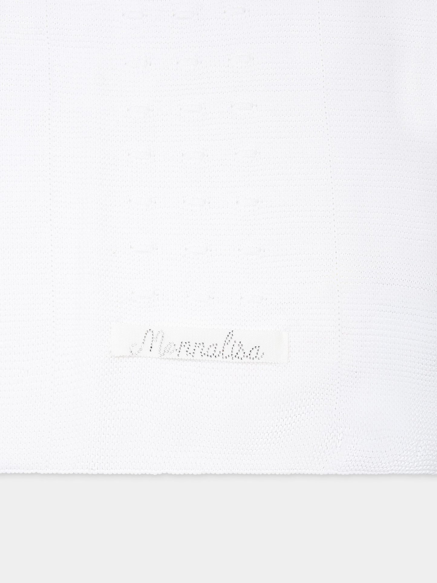 Coperta bianca per neonata con logo,Monnalisa,35C006 3062 0001