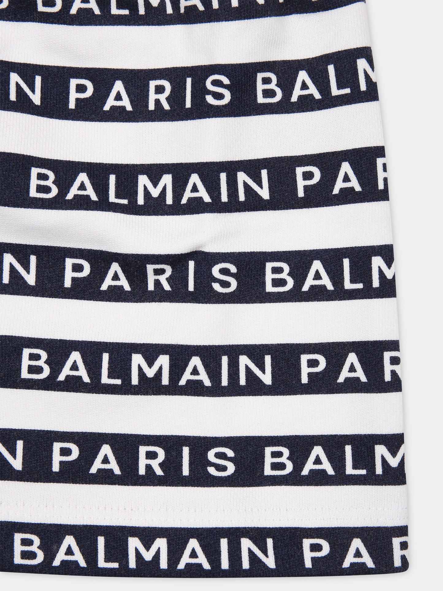 Gonna bianca per neonata con righe blu e logo,Balmain Kids,BU7001 Z1909 100BL