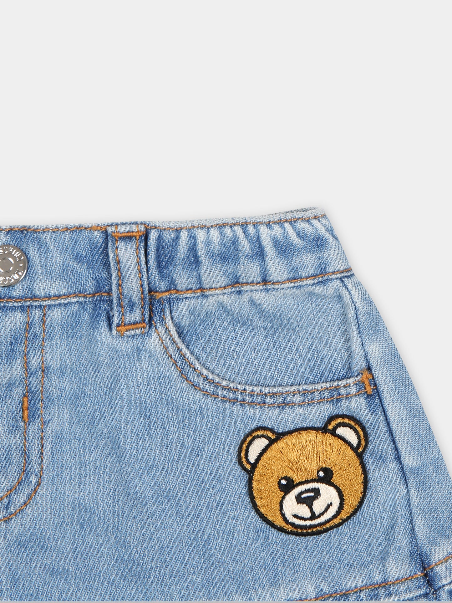 Gonna casual denim per neonata con Teddy Bear,Moschino Kids,MDJ01H L0E23 40140