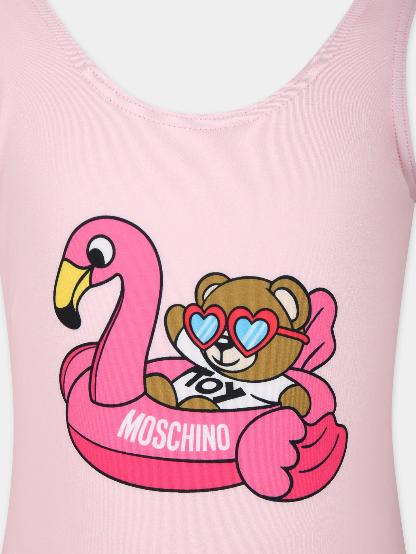 Costume rosa per bambina con Teddy Bear e fenicottero,Moschino Kids,HLL00B LKA00 50209