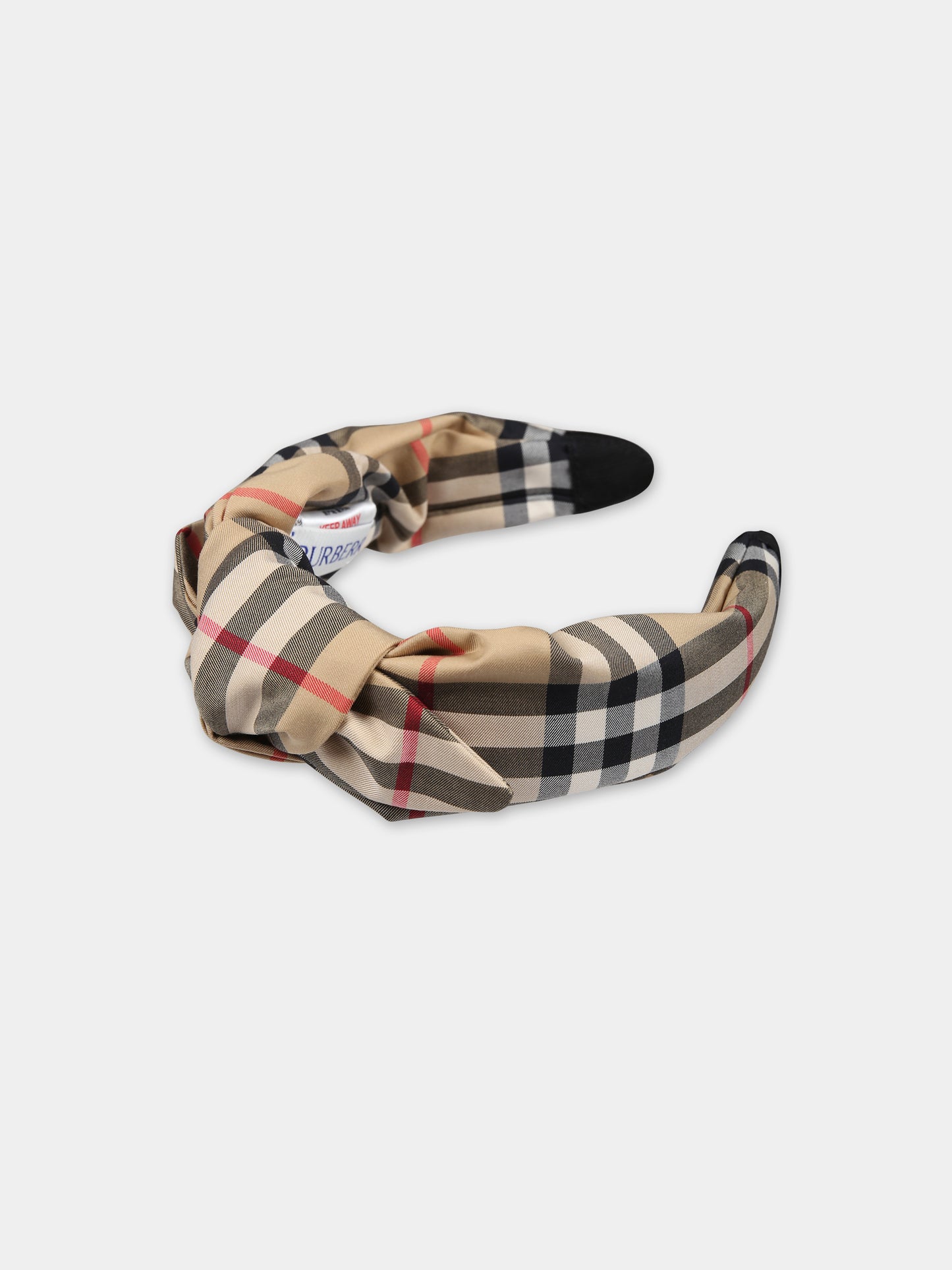 Cerchietto beige per bambina con con iconico check vintage,Burberry Kids,8078553 A8731