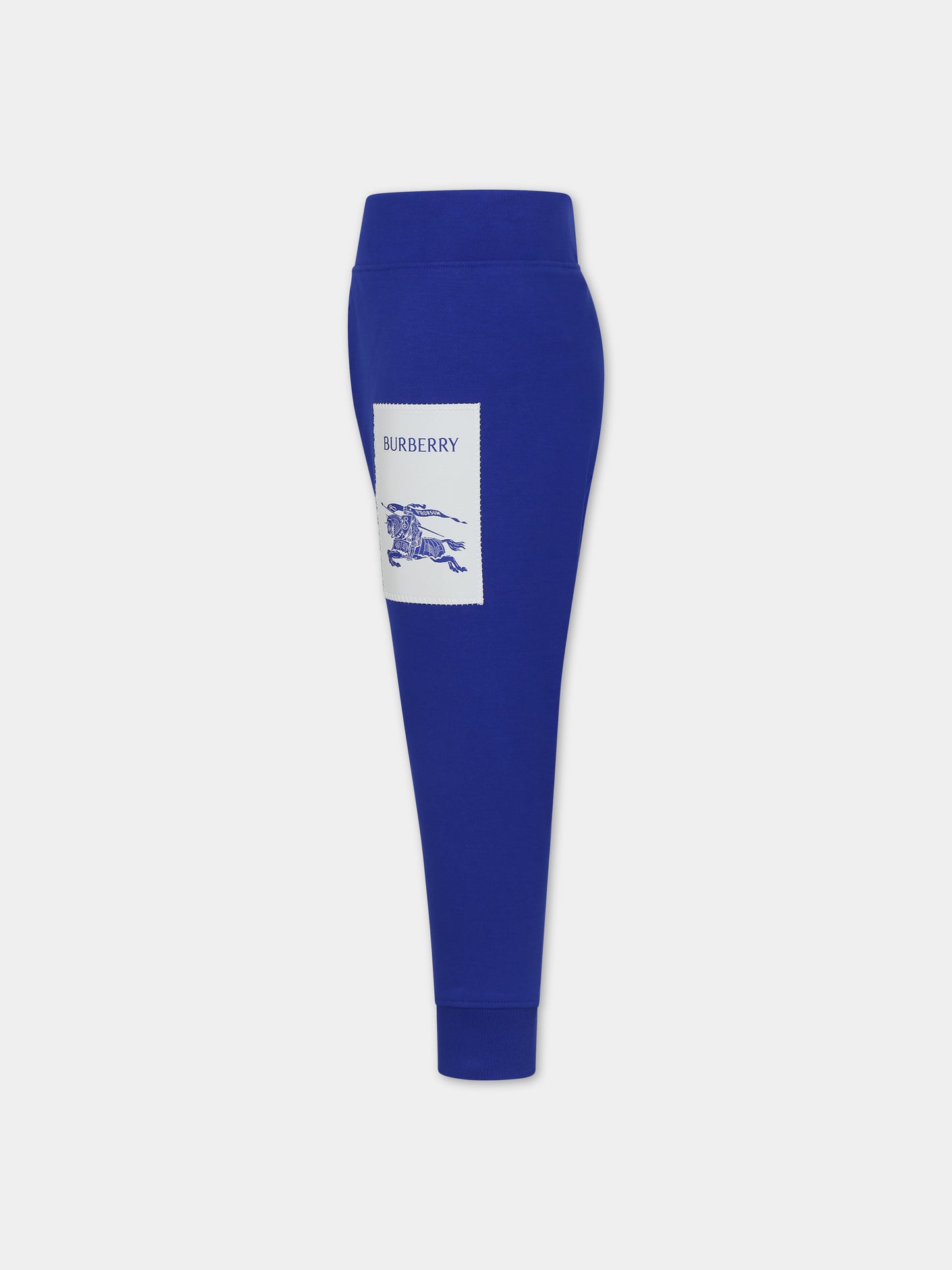 Pantaloni blu per bambino con logo e cavaliere equestre,Burberry Kids,8077994 B7320