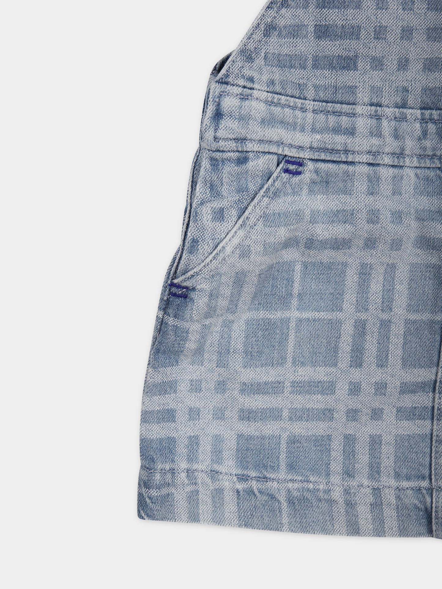Salopette in denim per neonata con iconico check all-over,Burberry Kids,8072985 A6022