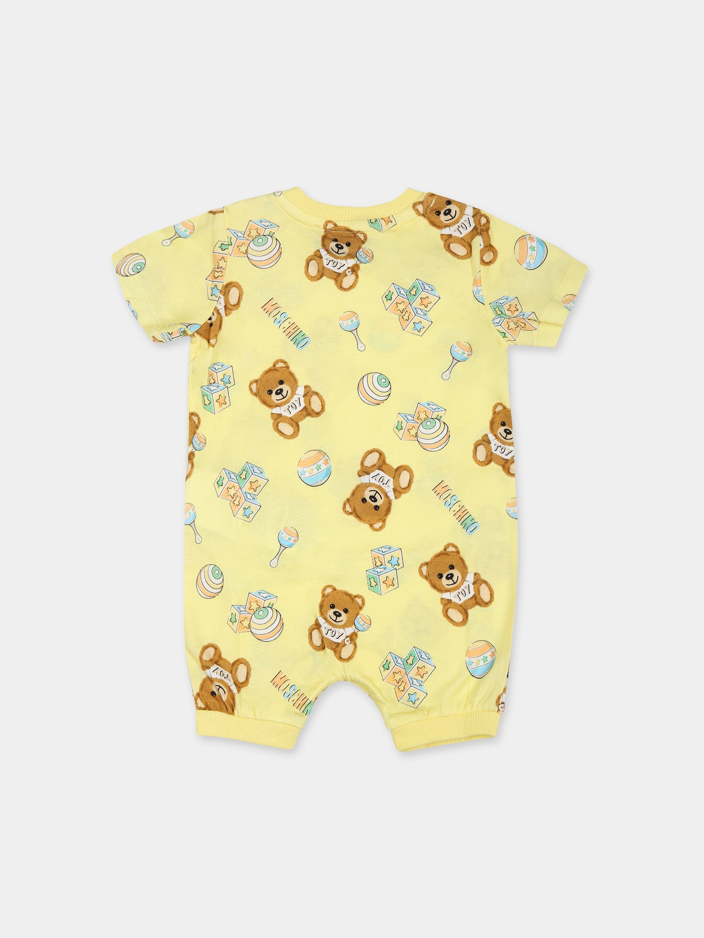 Pagliaccetto giallo per neonato con Teddy bear e logo,Moschino Kids,MUT038 LAB59 84490