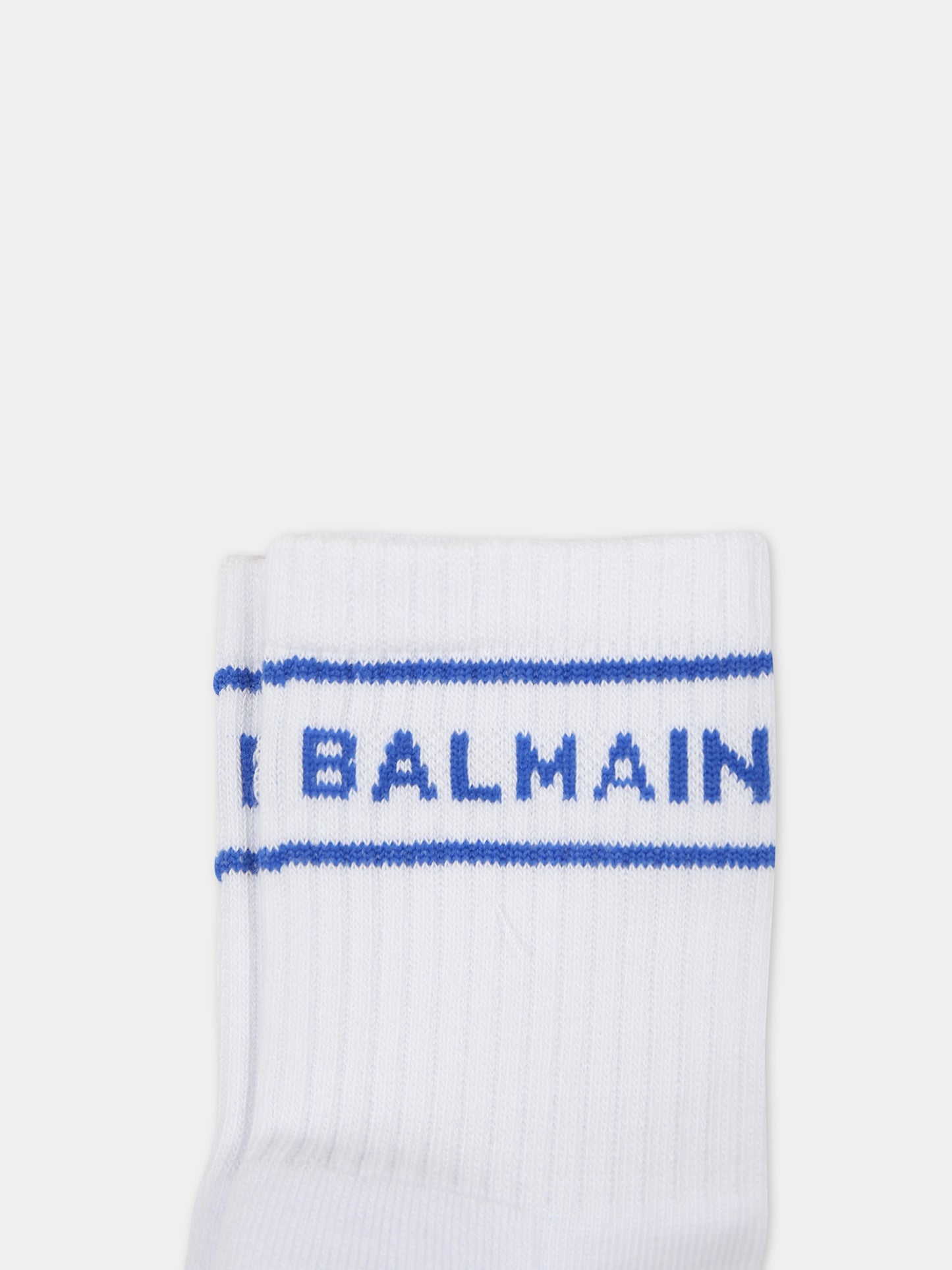 Calza bianche per neonati con logo,Balmain Kids,BS0P00 Z0553 100BL