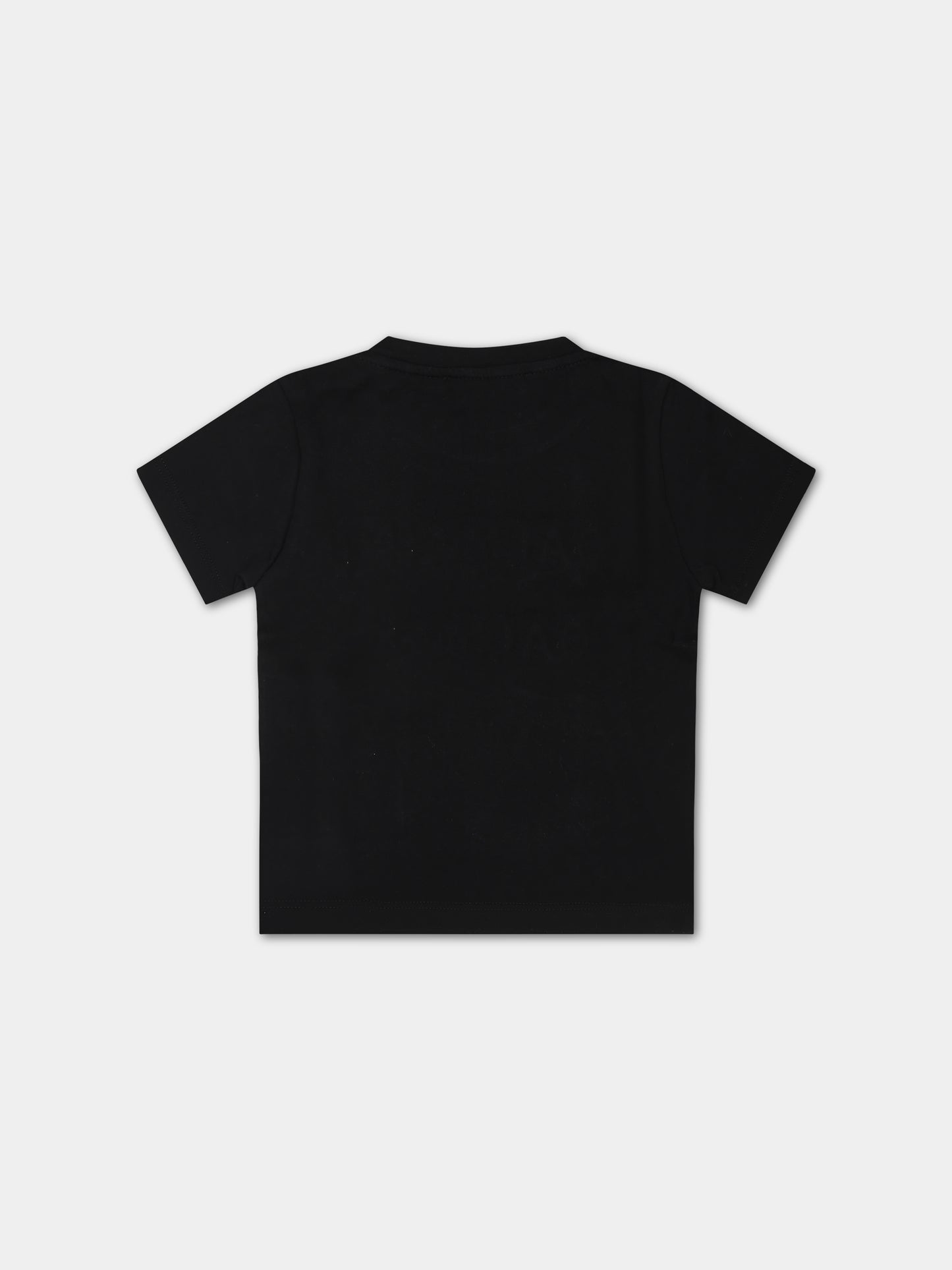 T-shirt nera per neonata con logo,Balmain Kids,BS8001 Z0057 930AG